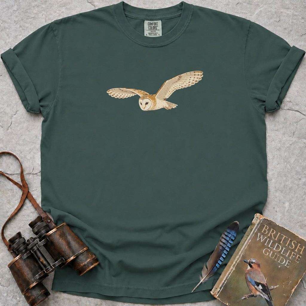 Soaring Barn Owl T-Shirt — blue spruce