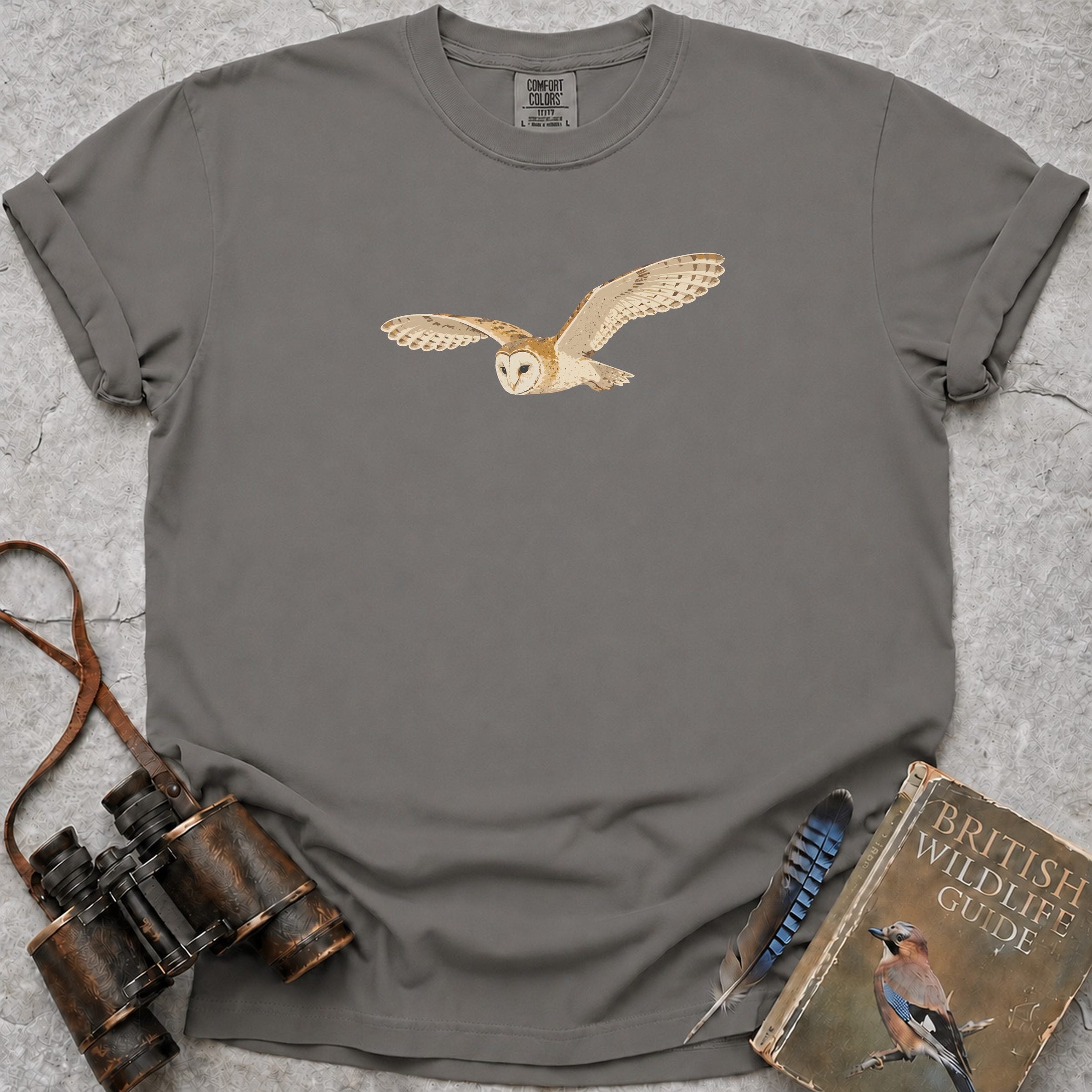 Soaring Barn Owl T-Shirt — grey