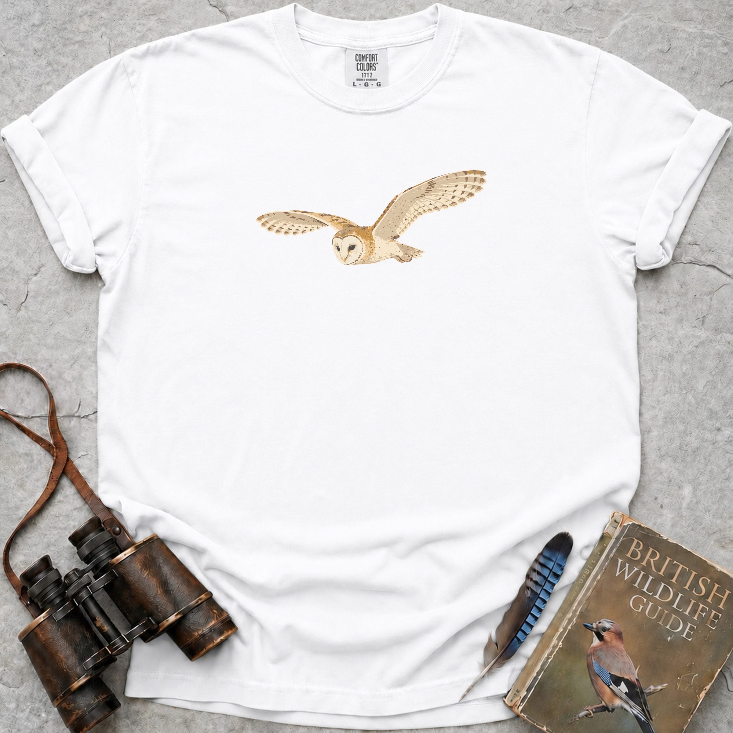 Soaring Barn Owl T-Shirt — white