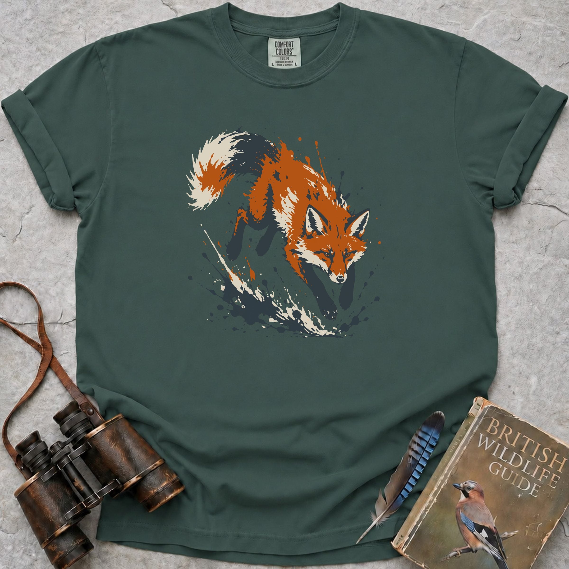 Splashing Fox T-Shirt — blue spruce