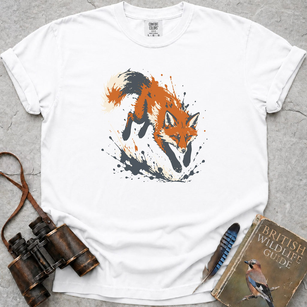 Splashing Fox T-Shirt — white