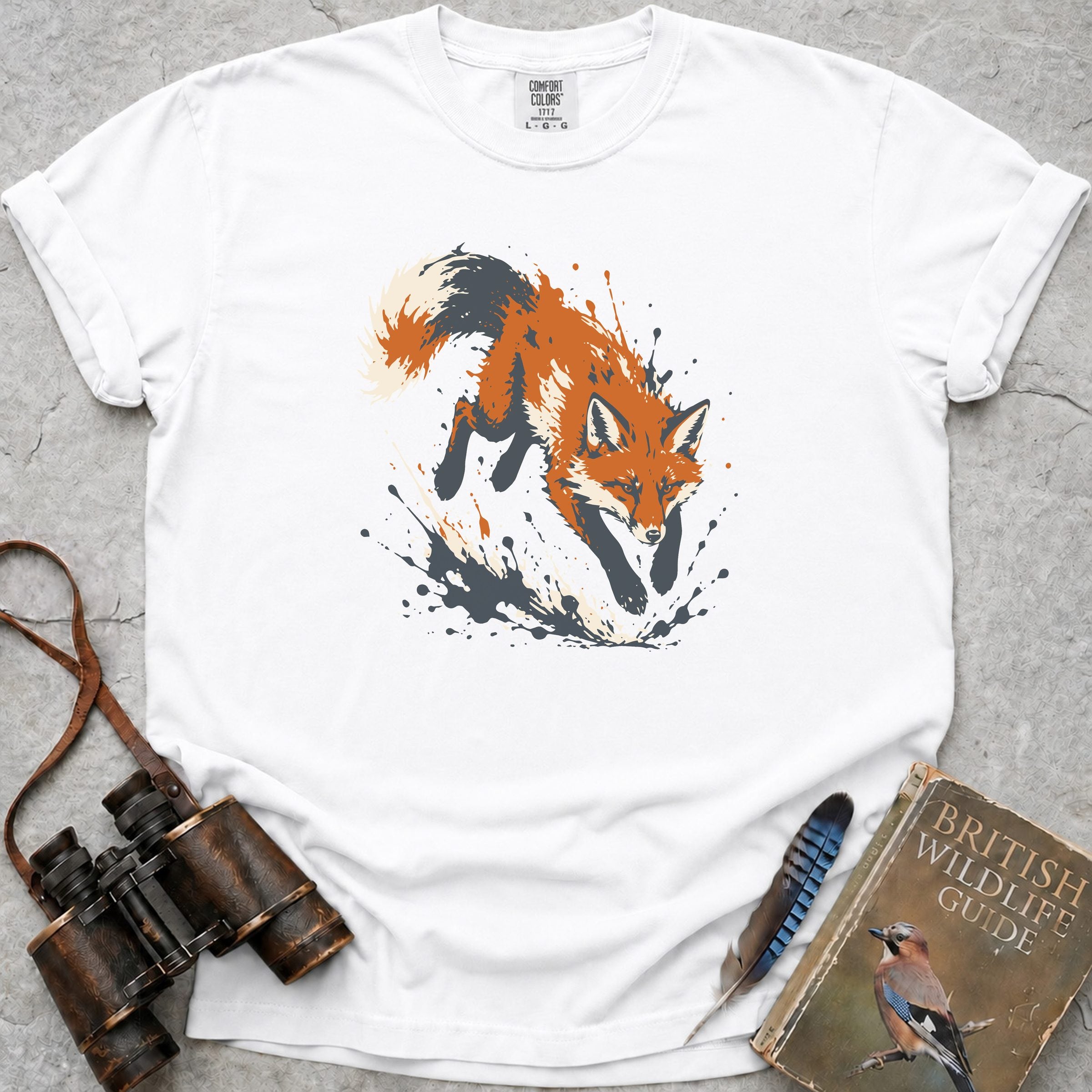Splashing Fox T-Shirt — white