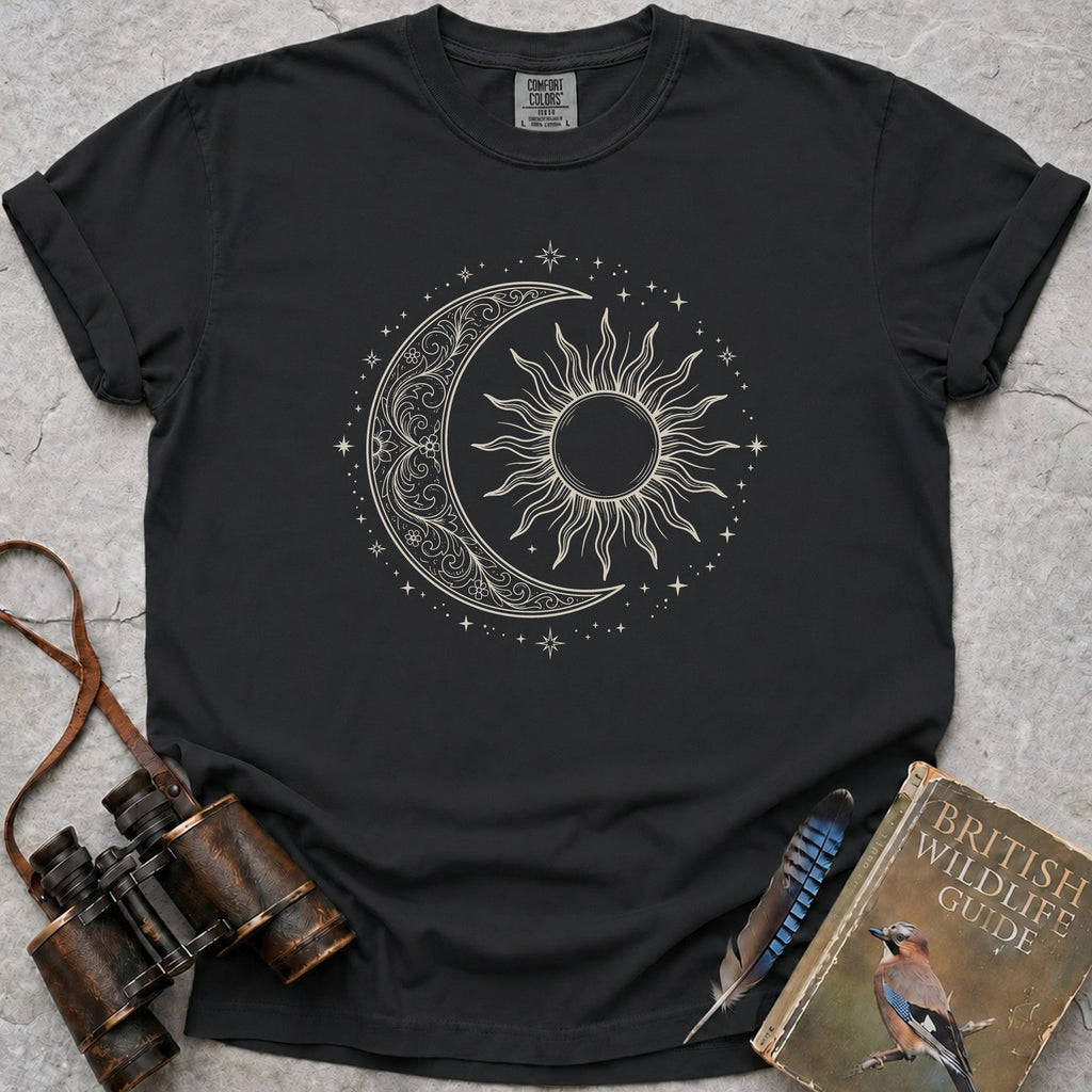 Sun And Crescent Moon T-Shirt — black