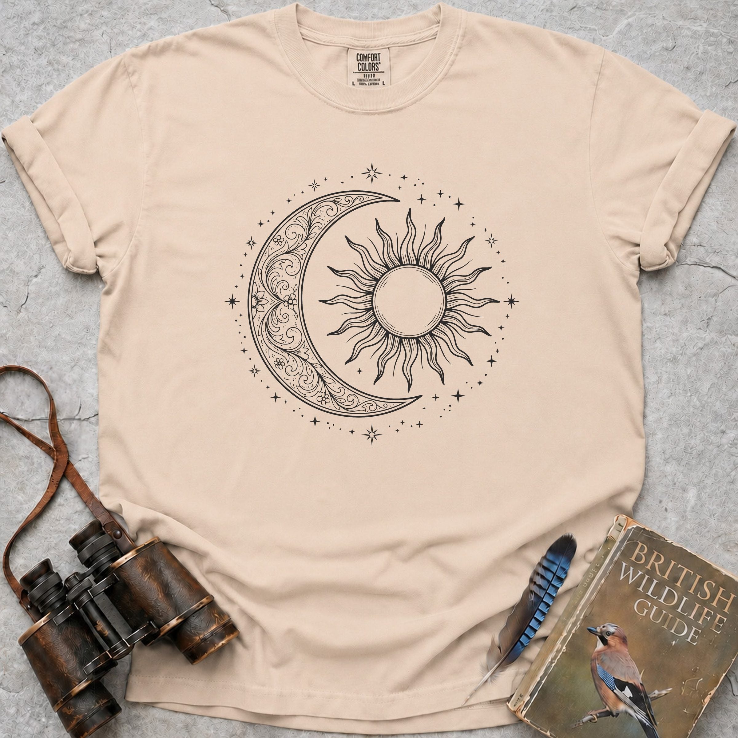 Sun And Crescent Moon T-Shirt — ivory