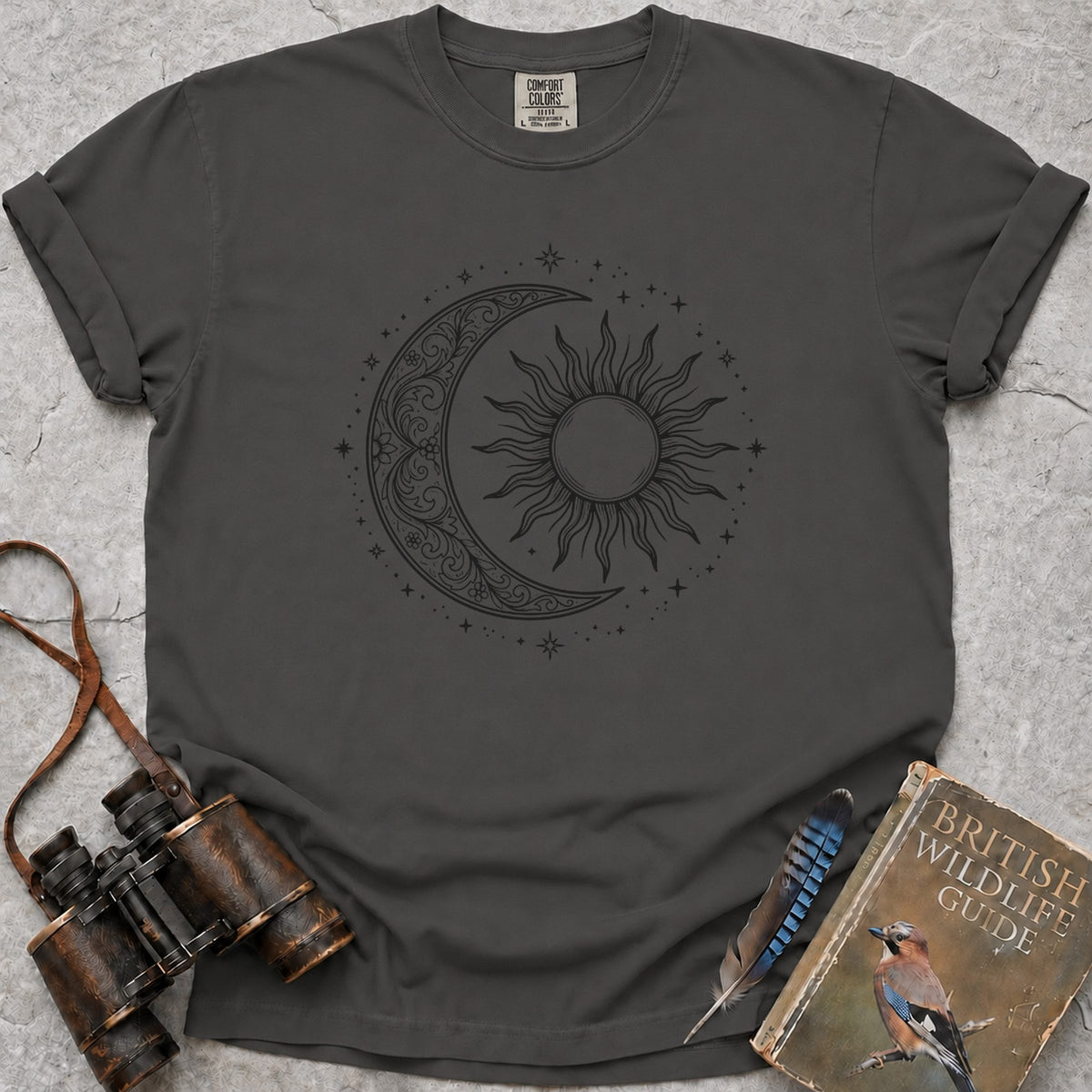 Sun And Crescent Moon T-Shirt — pepper