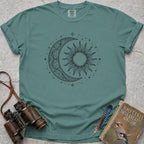 Sun And Crescent Moon T-Shirt — seafoam