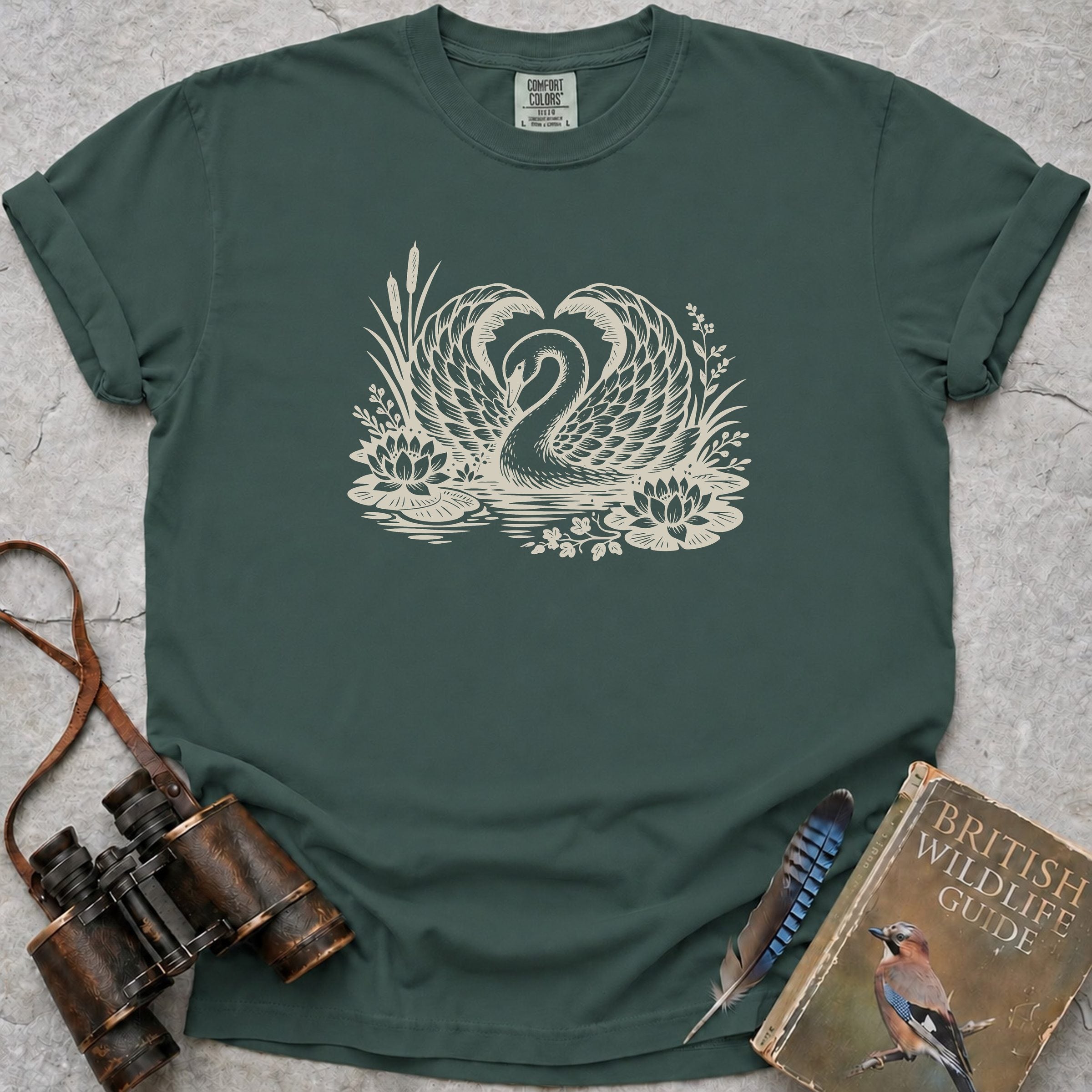Swan Heart T-Shirt — blue spruce