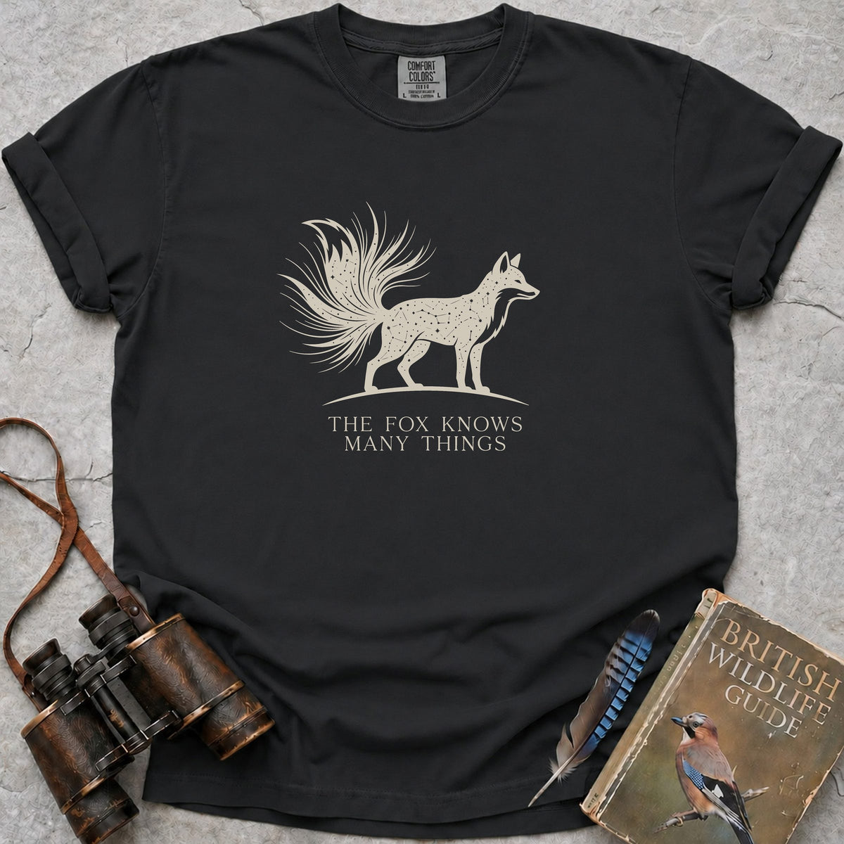 The Fox Knows Many Things Celestial T-Shirt — black