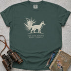 The Fox Knows Many Things Celestial T-Shirt — blue spruce