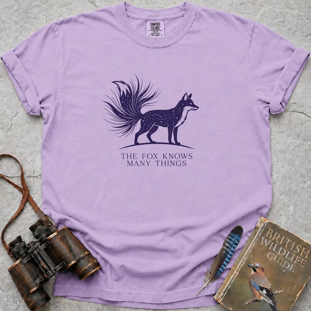 The Fox Knows Many Things Celestial T-Shirt — orchid