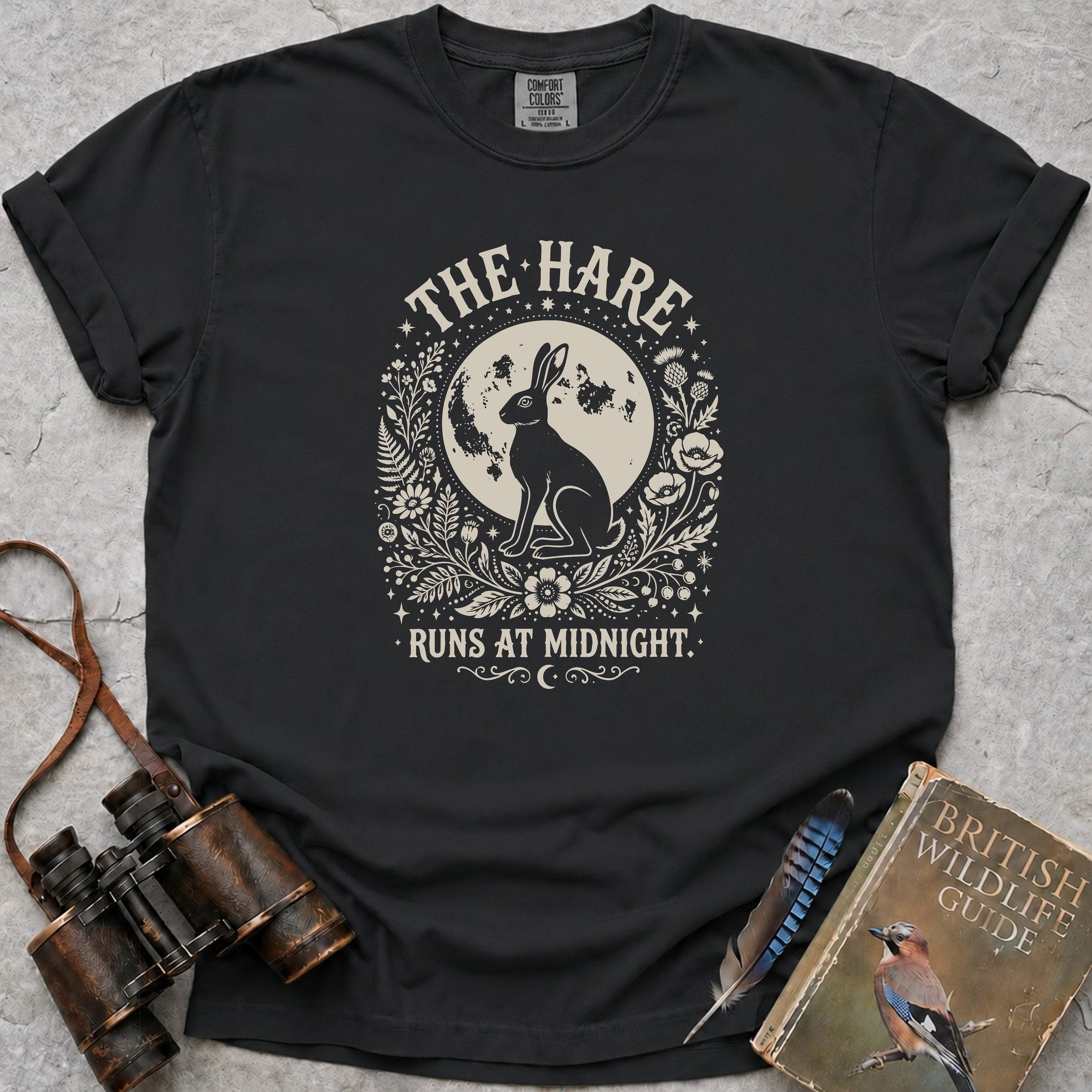 The Hare Runs At Midnight T-Shirt — black