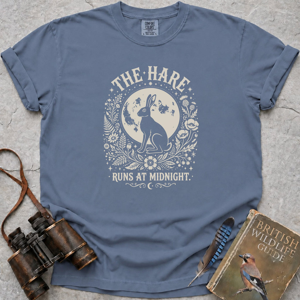 The Hare Runs At Midnight T-Shirt — blue jean