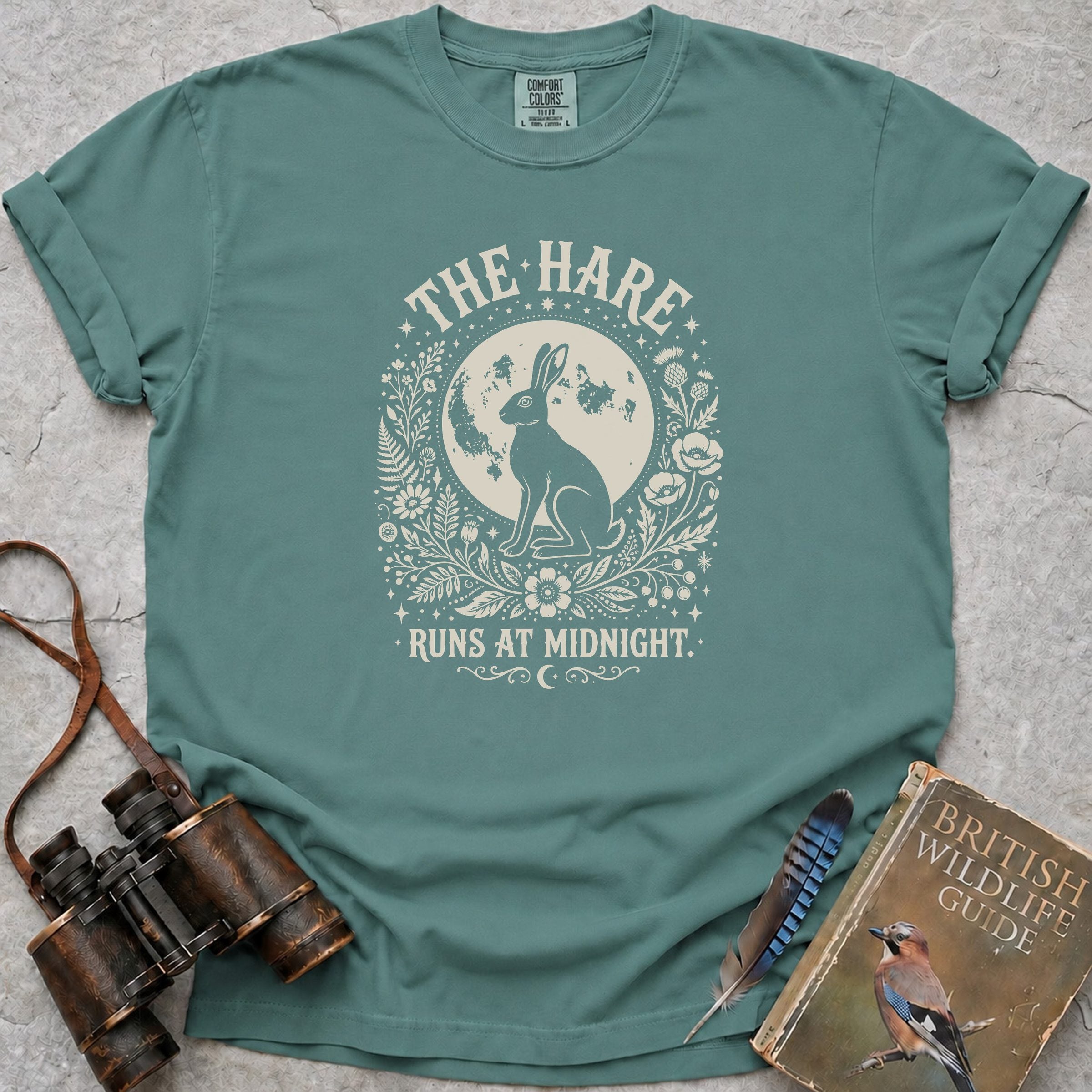 The Hare Runs At Midnight T-Shirt — seafoam