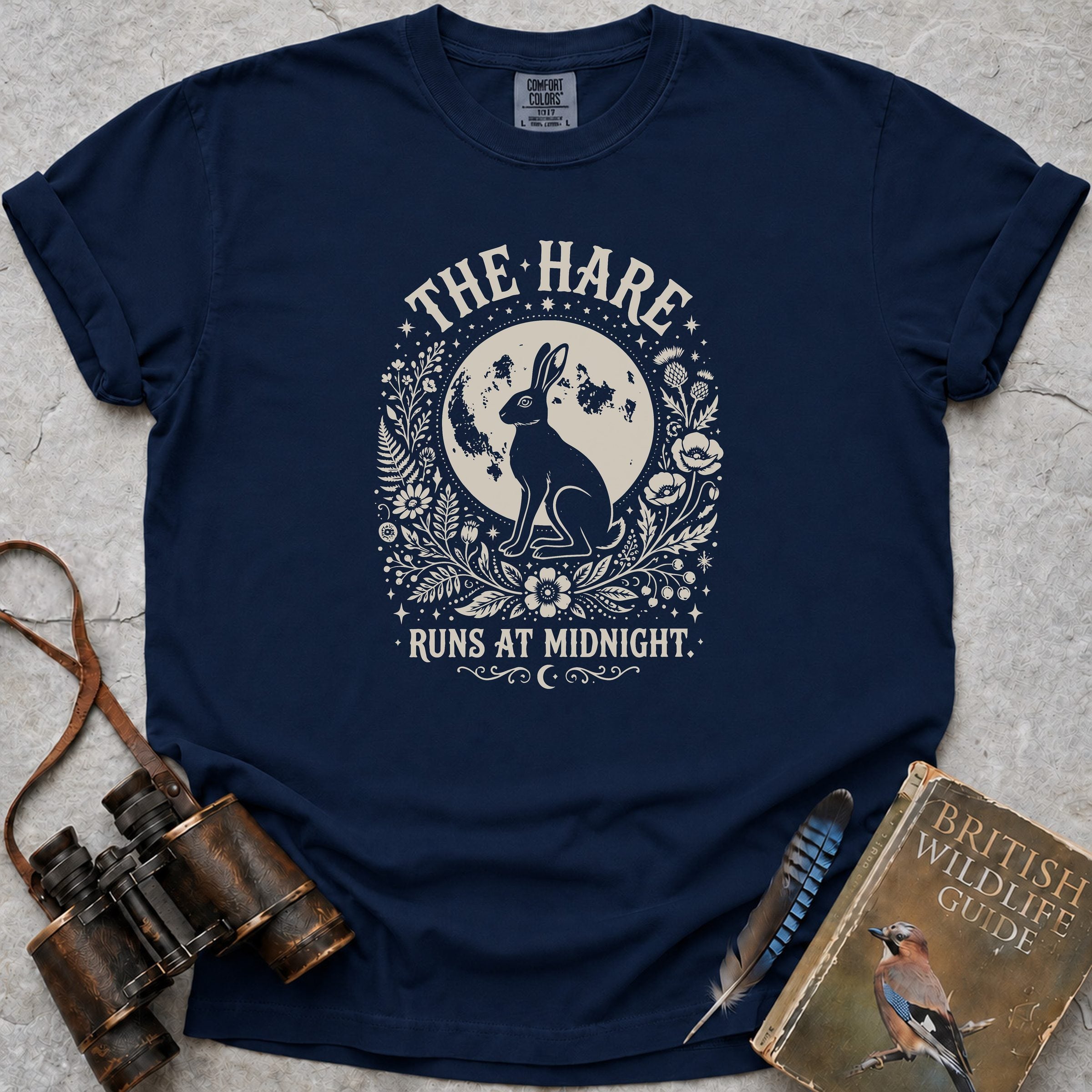 The Hare Runs At Midnight T-Shirt — true navy