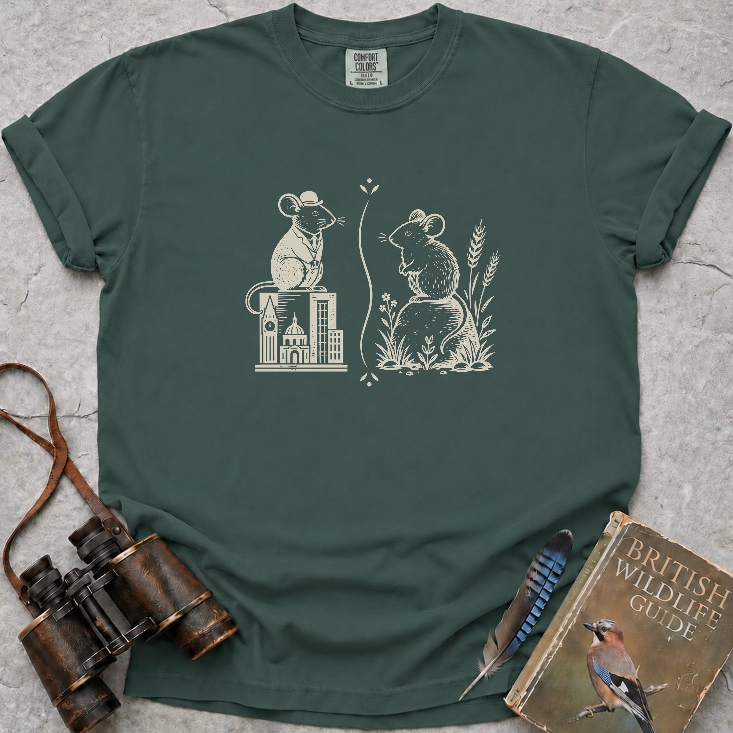 The Town Mouse & The Country Mouse T-Shirt — blue spruce