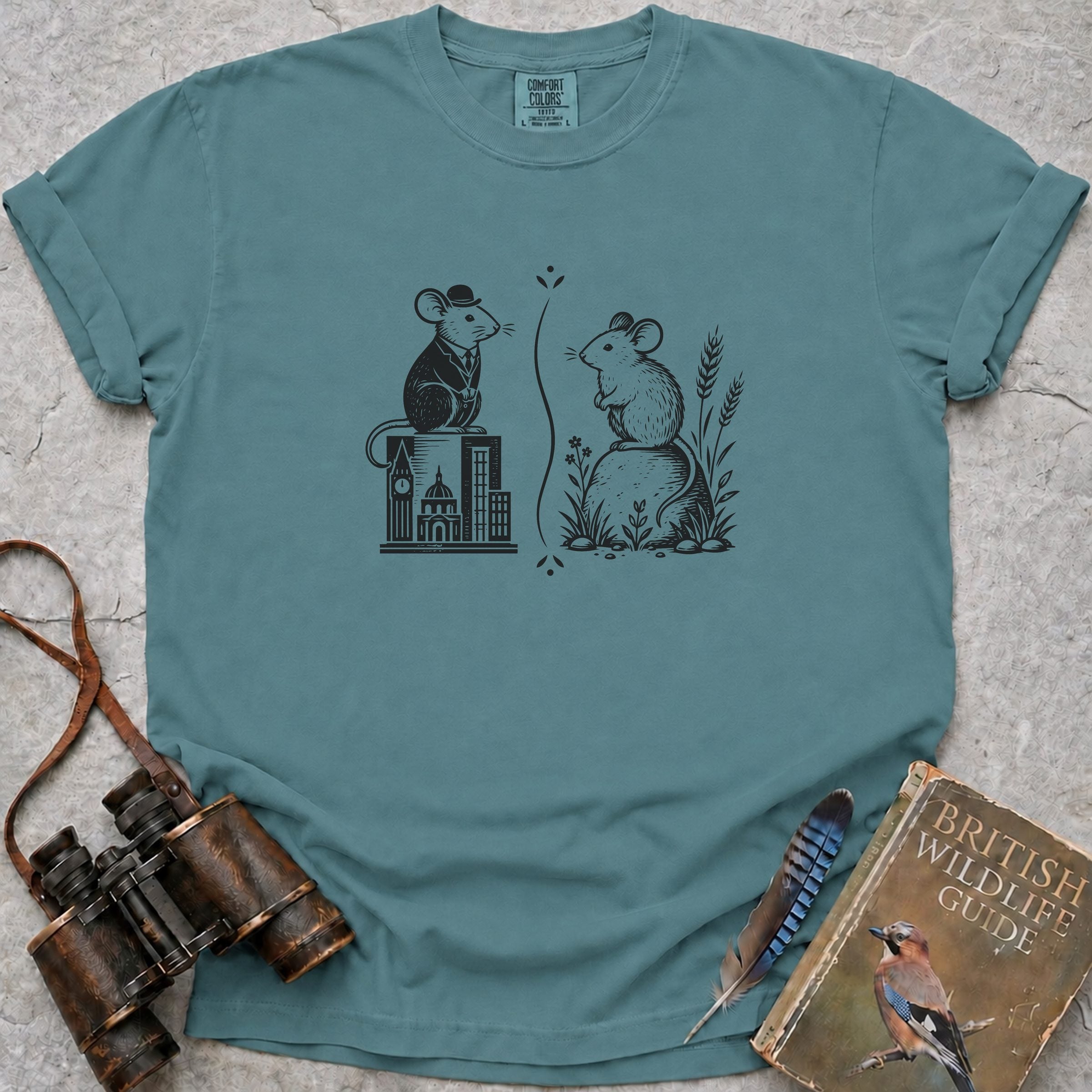 The Town Mouse & The Country Mouse T-Shirt — seafoam