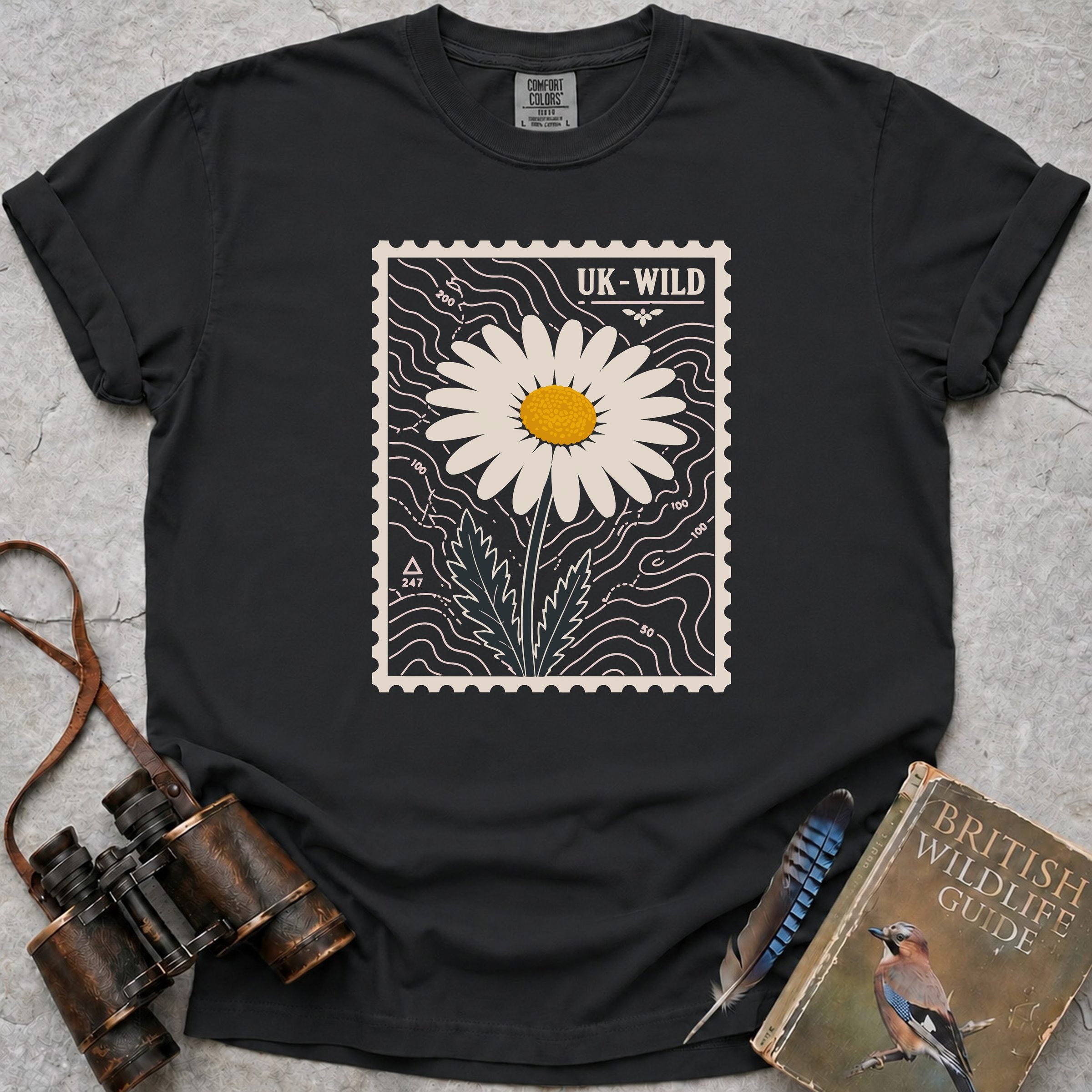 UK Wild Postage Stamp T-Shirt — black