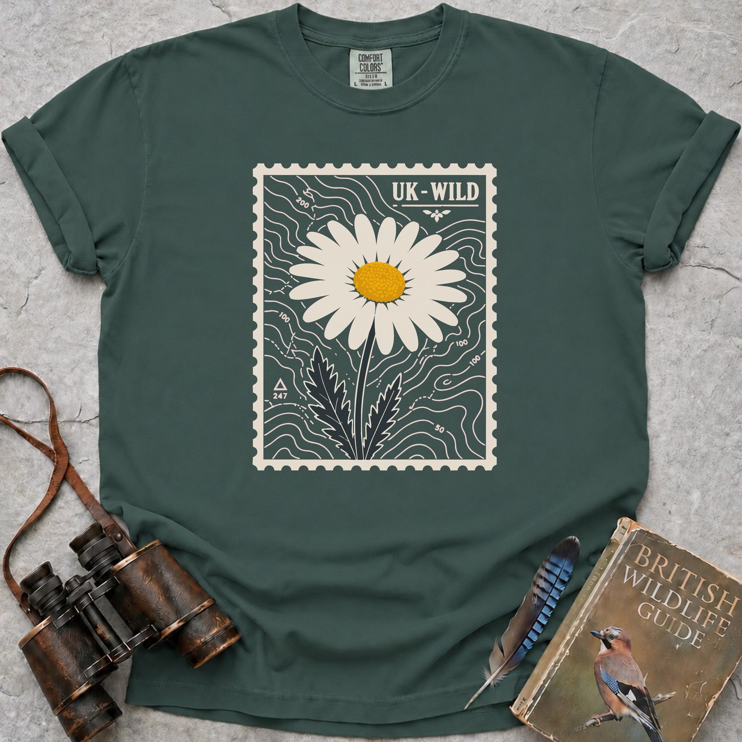 UK Wild Postage Stamp T-Shirt — blue spruce