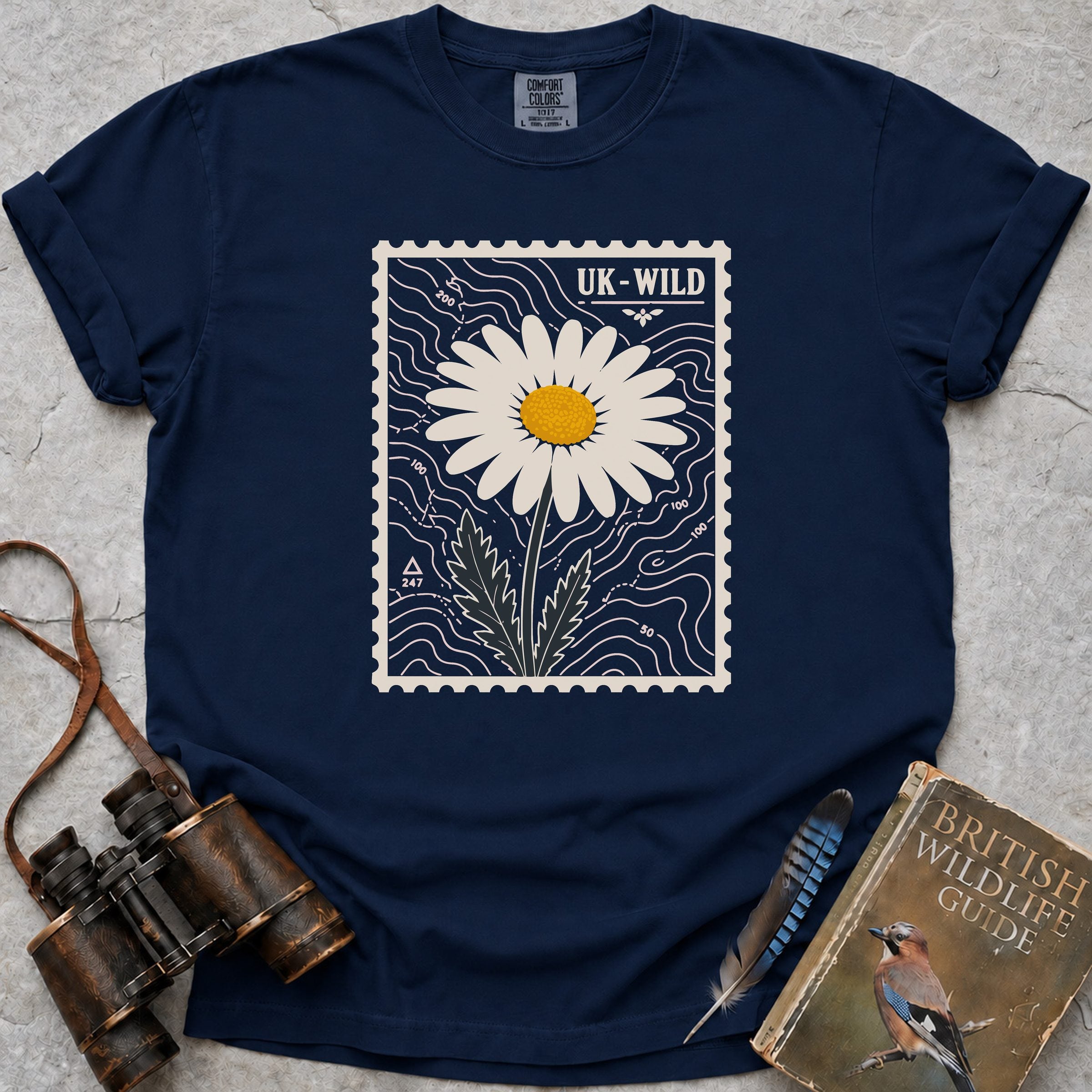 UK Wild Postage Stamp T-Shirt — true navy