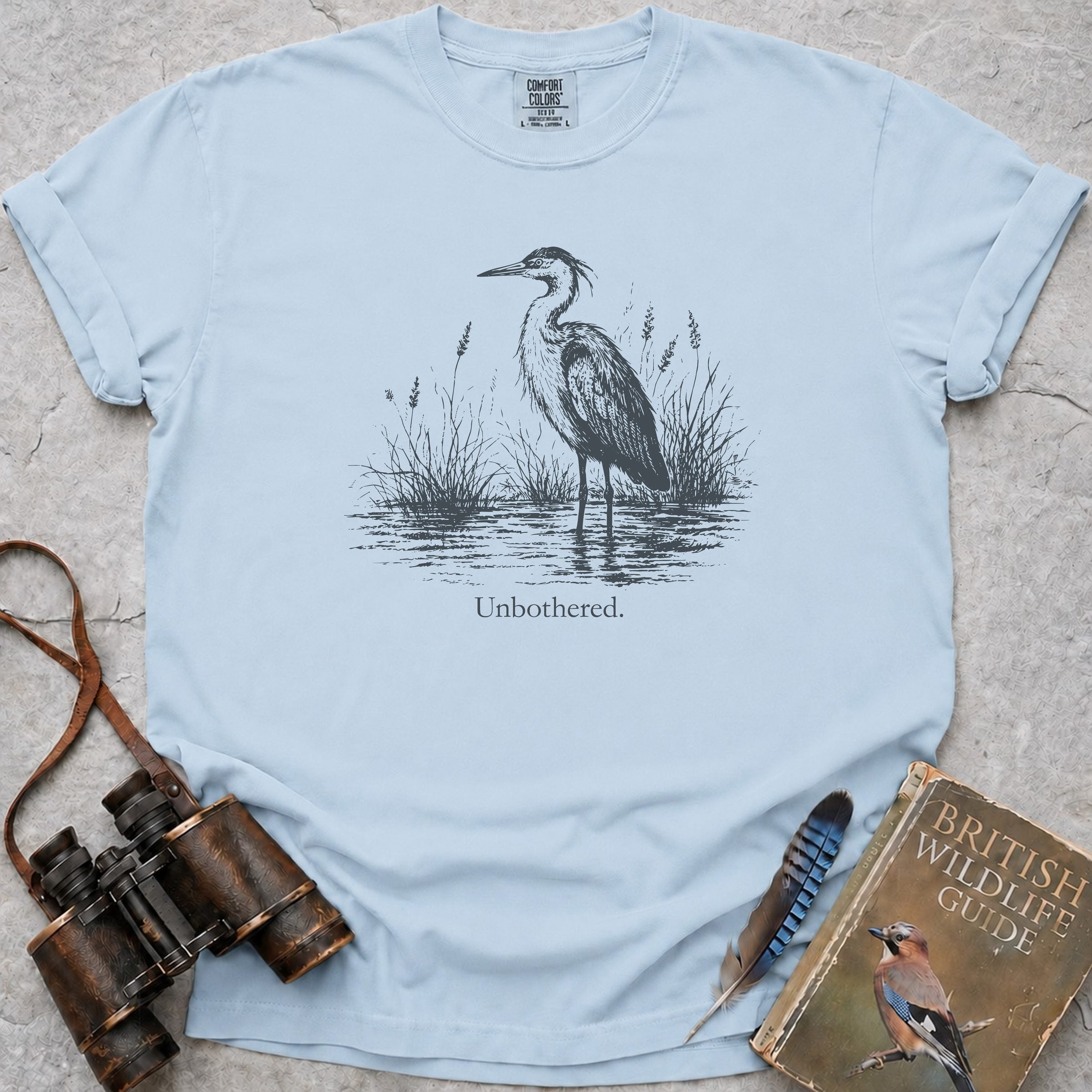 Unbothered Heron T-Shirt — chambray