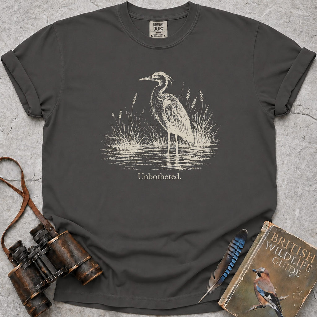 Unbothered Heron T-Shirt — pepper