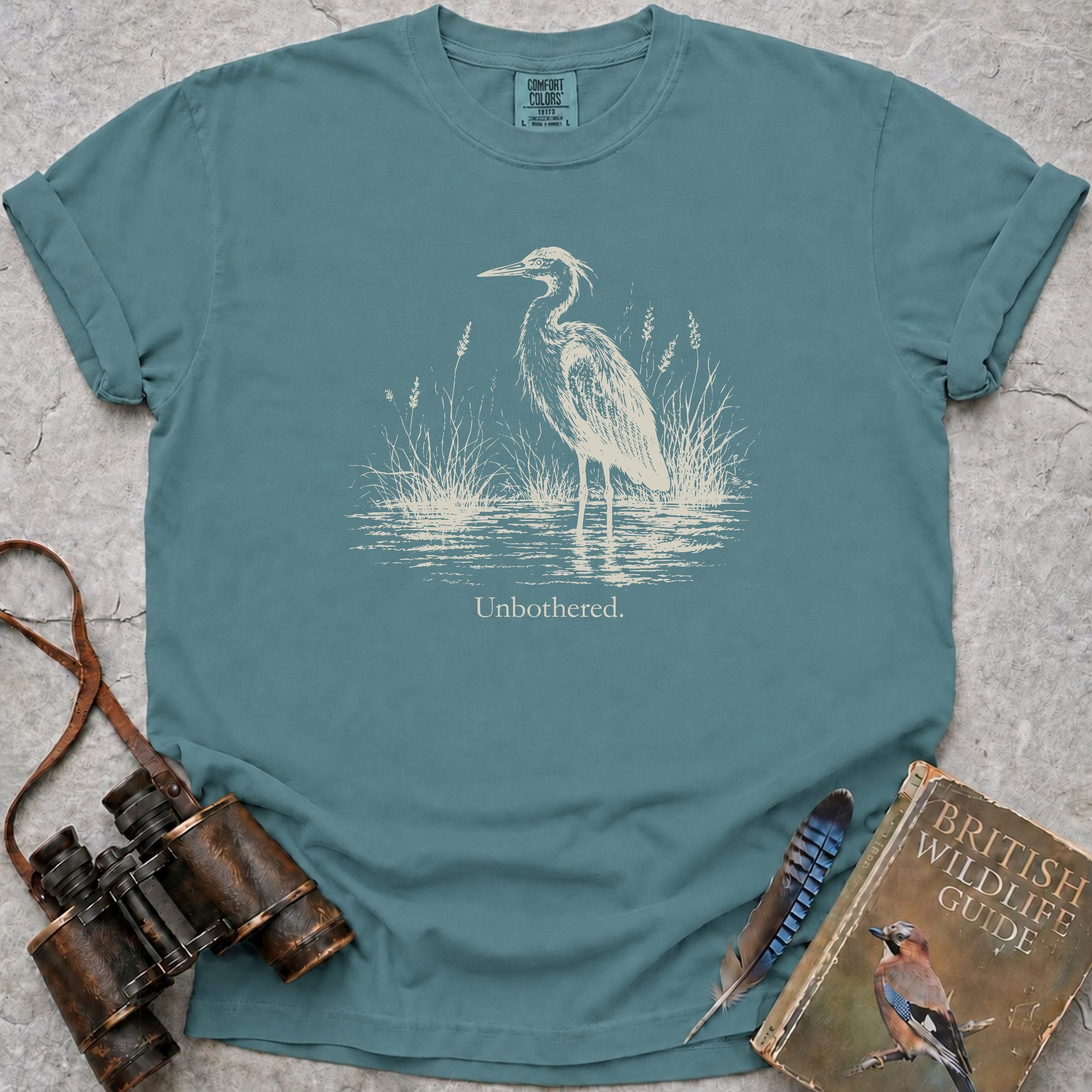 Unbothered Heron T-Shirt — seafoam