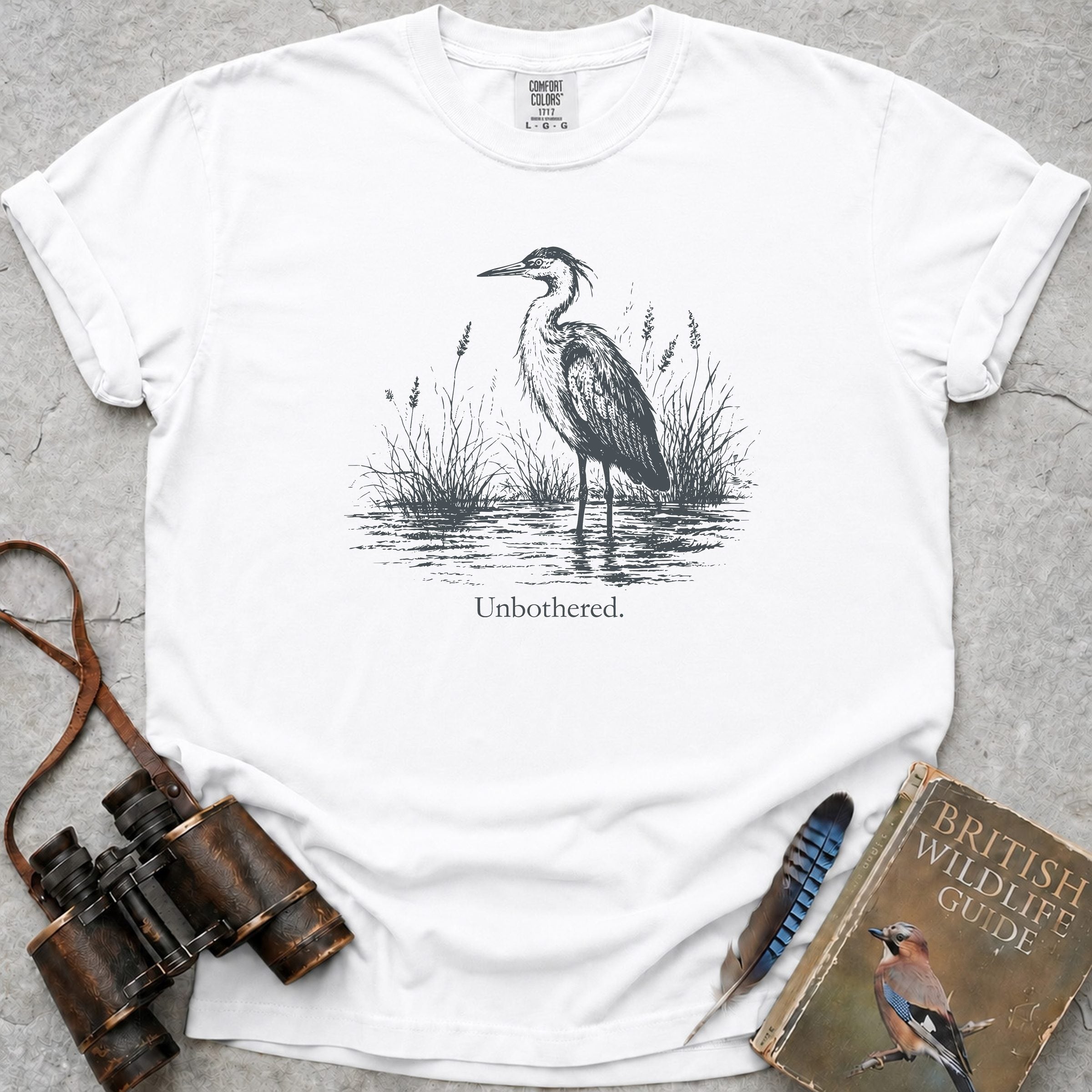 Unbothered Heron T-Shirt — white