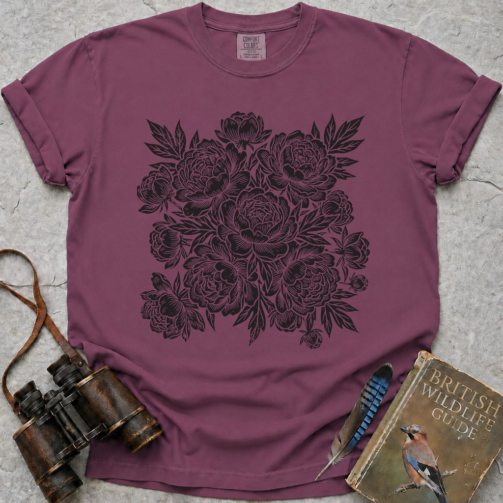 Vintage Peonies T-Shirt — berry