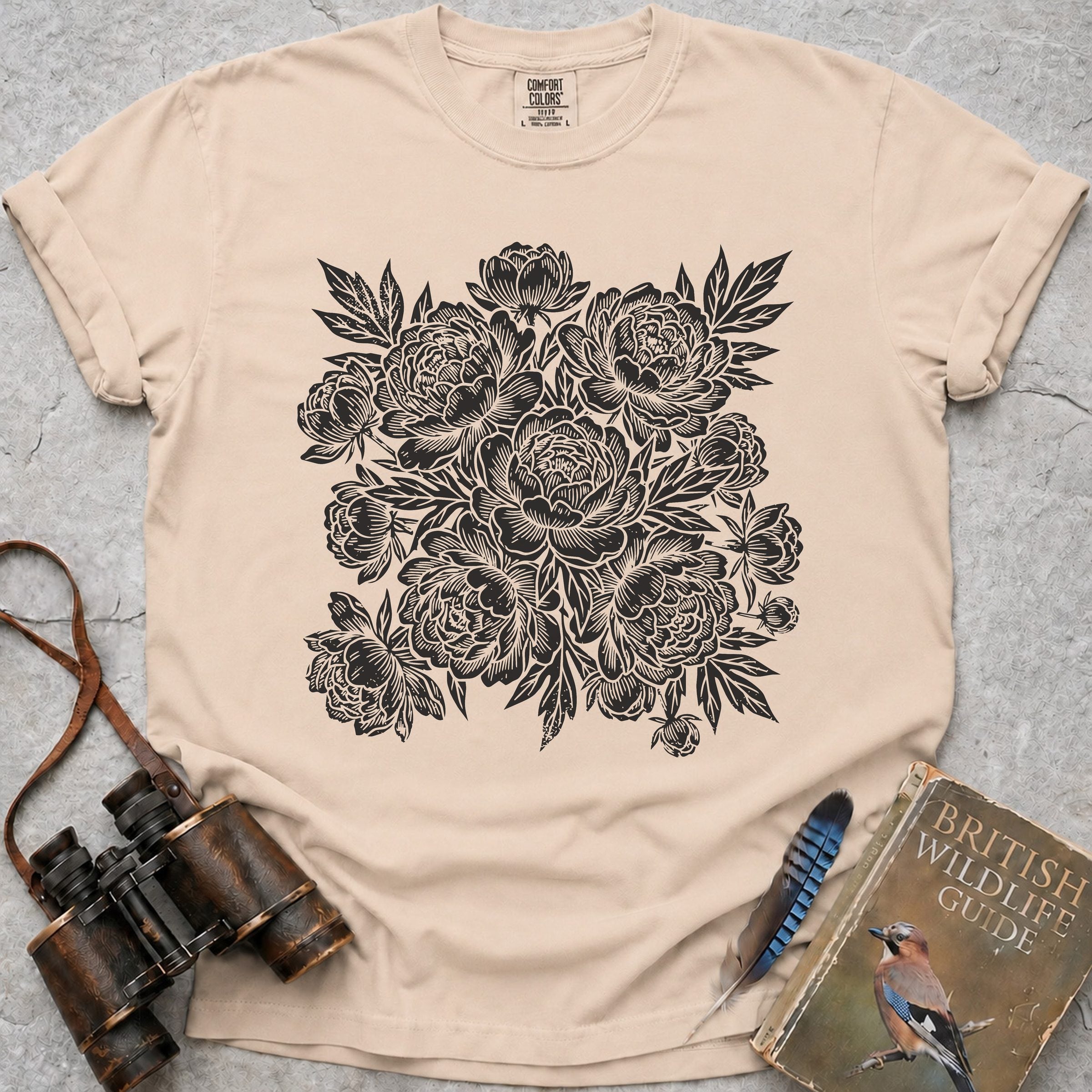 Vintage Peonies T-Shirt — ivory