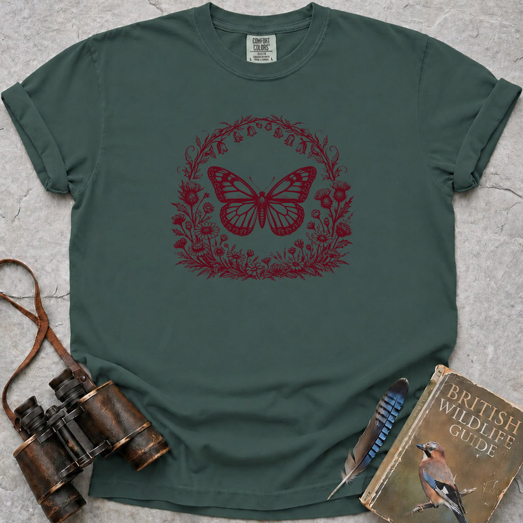 Vintage Woodland Butterfly T-Shirt — blue spruce