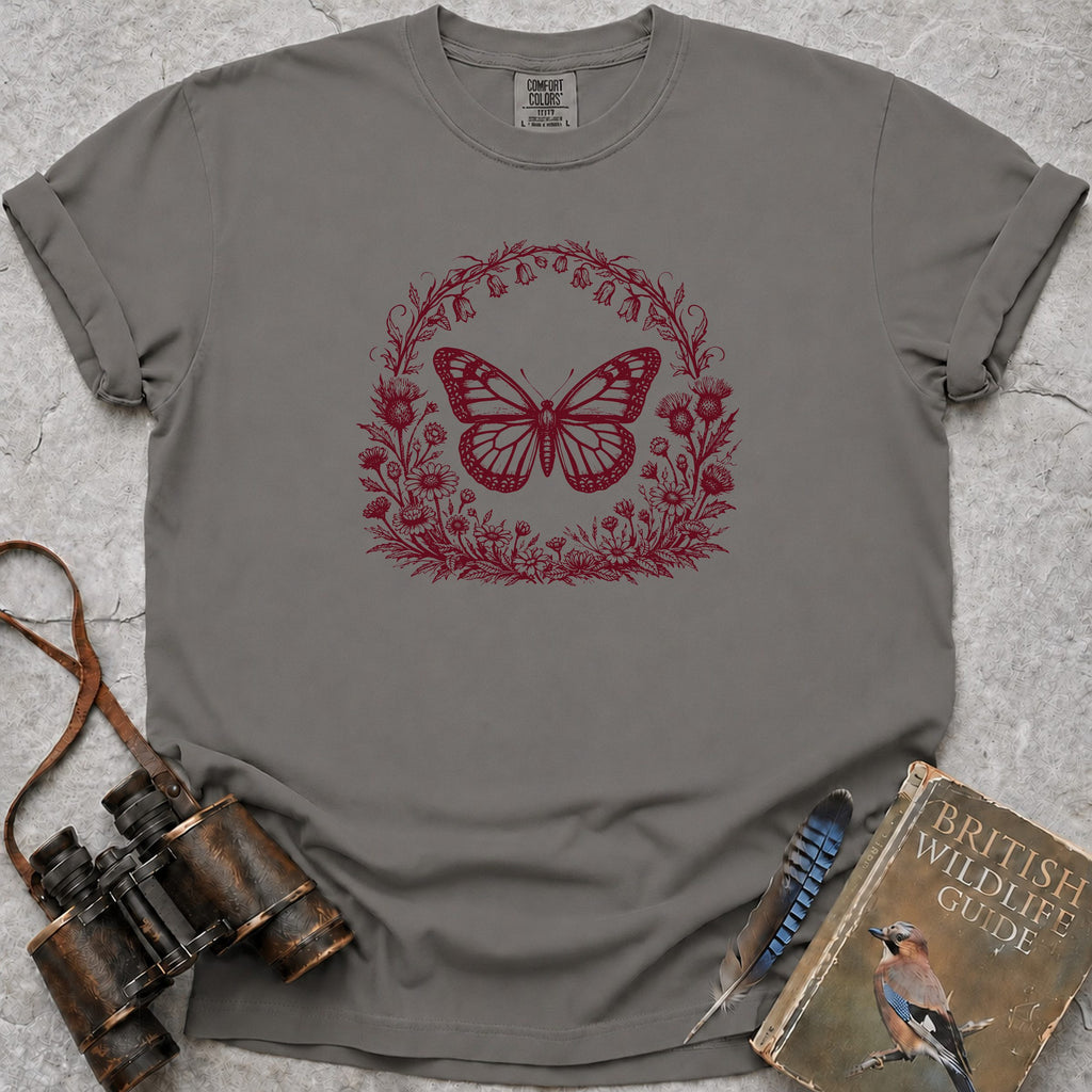 Vintage Woodland Butterfly T-Shirt — grey