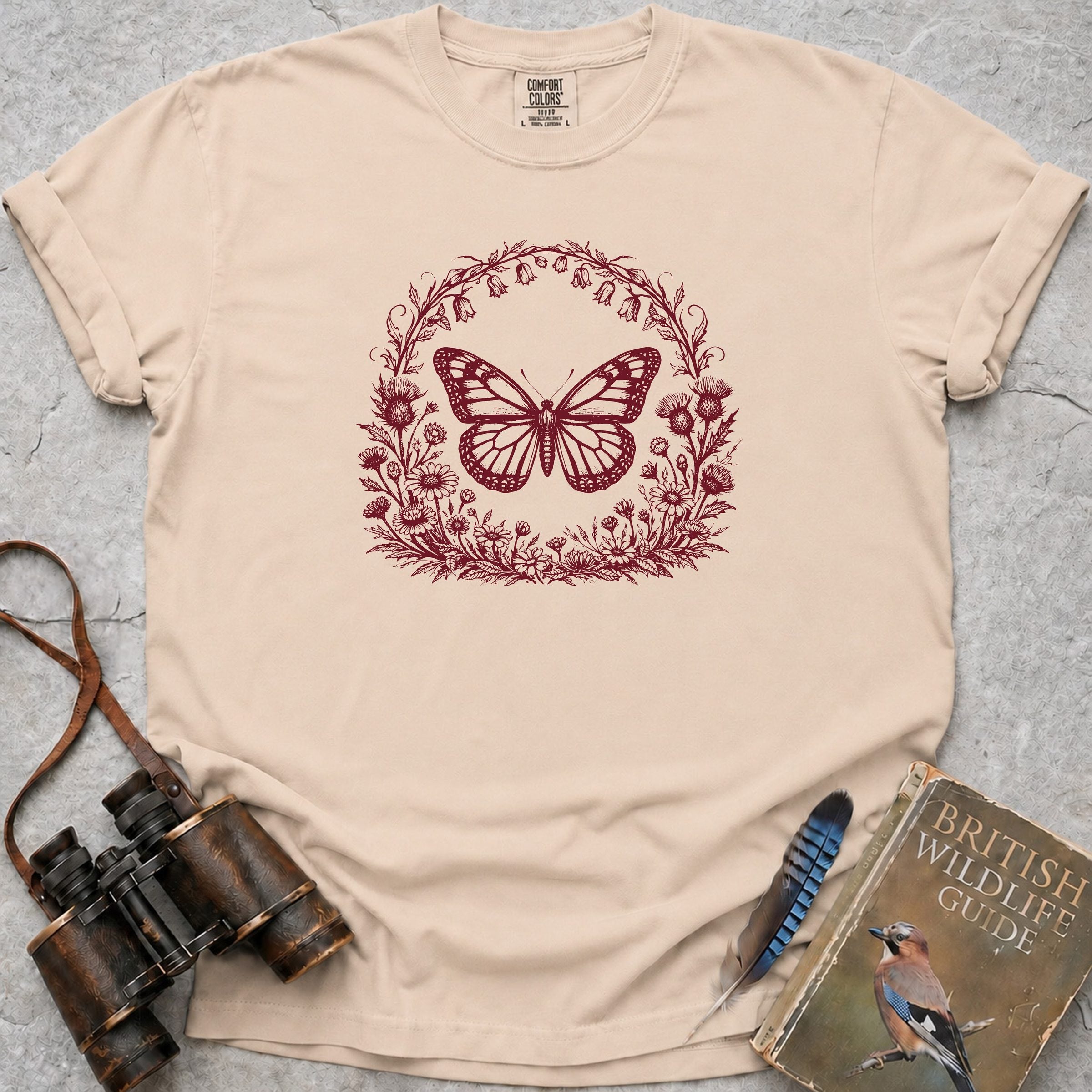 Vintage Woodland Butterfly T-Shirt — ivory