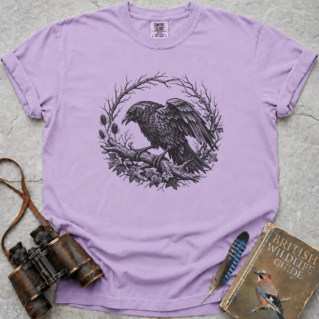 Vintage Woodland Crow T-Shirt — orchid
