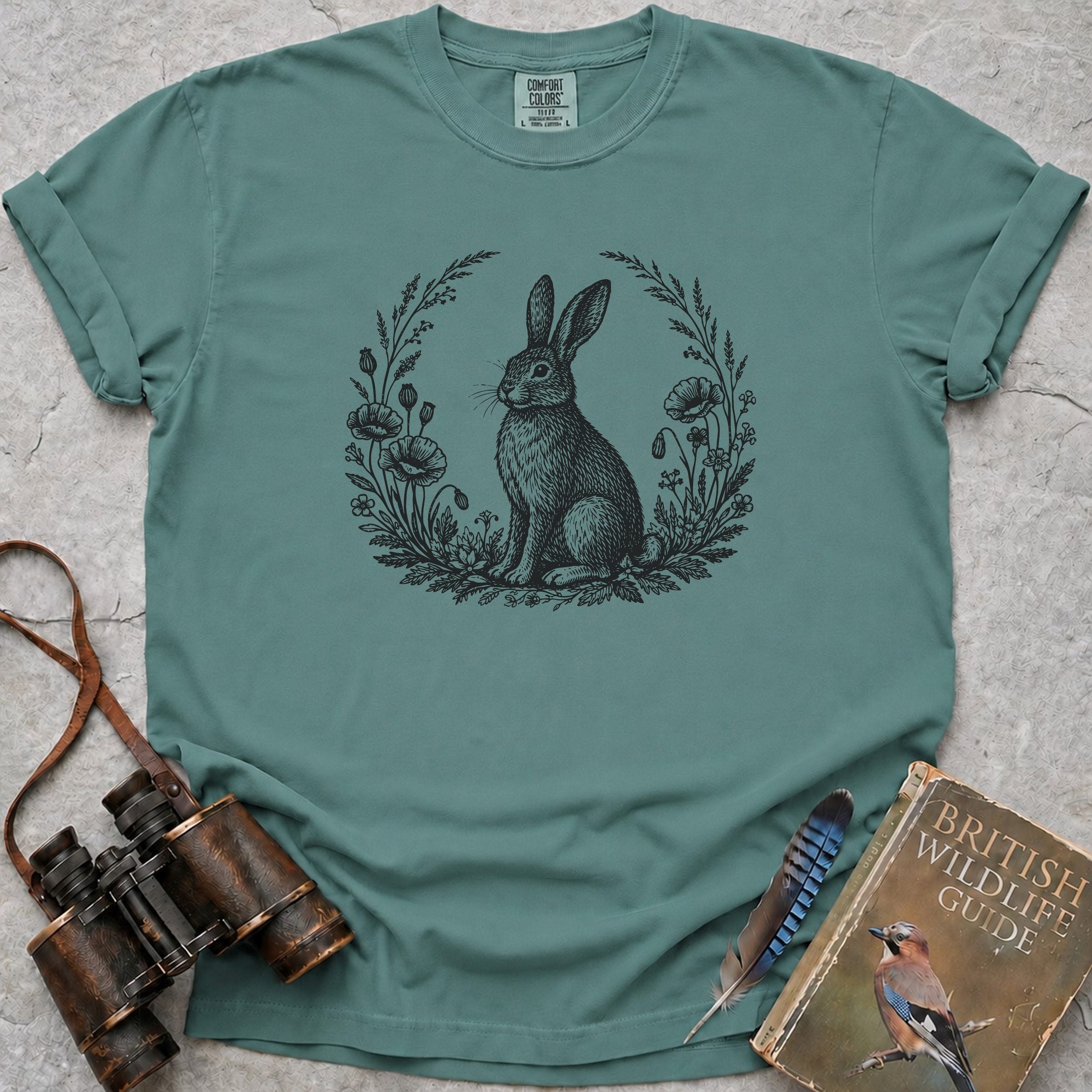 Vintage Woodland Hare T-Shirt — seafoam