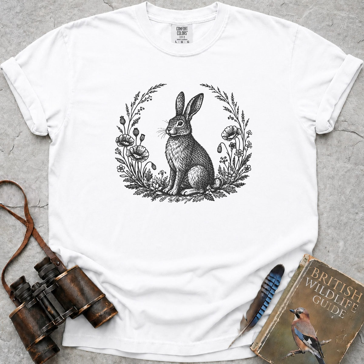 Vintage Woodland Hare T-Shirt — white