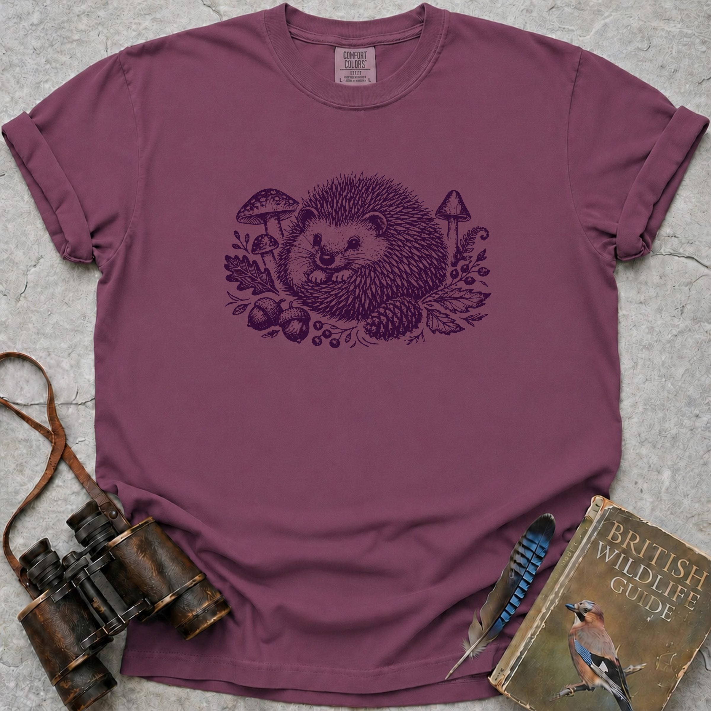 Vintage Woodland Hedgehog T-Shirt — berry