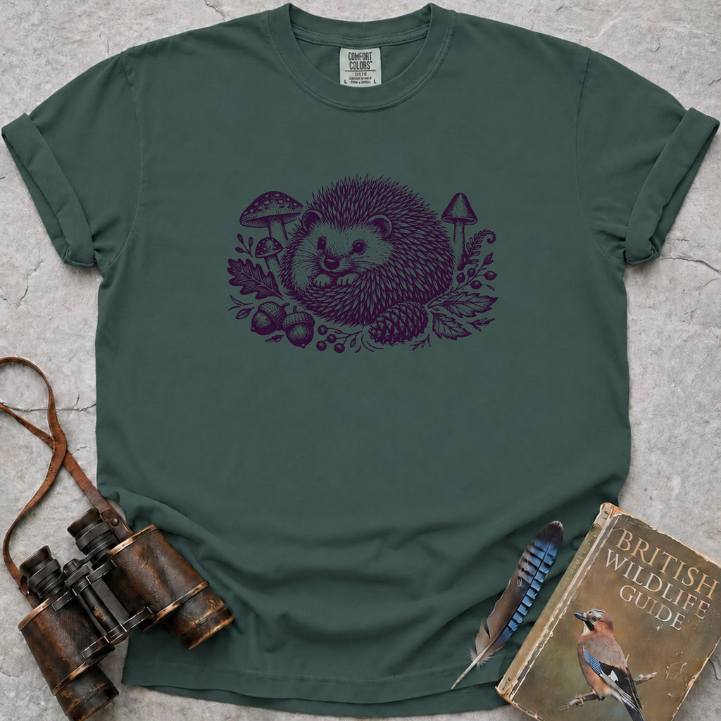 Vintage Woodland Hedgehog T-Shirt — blue spruce