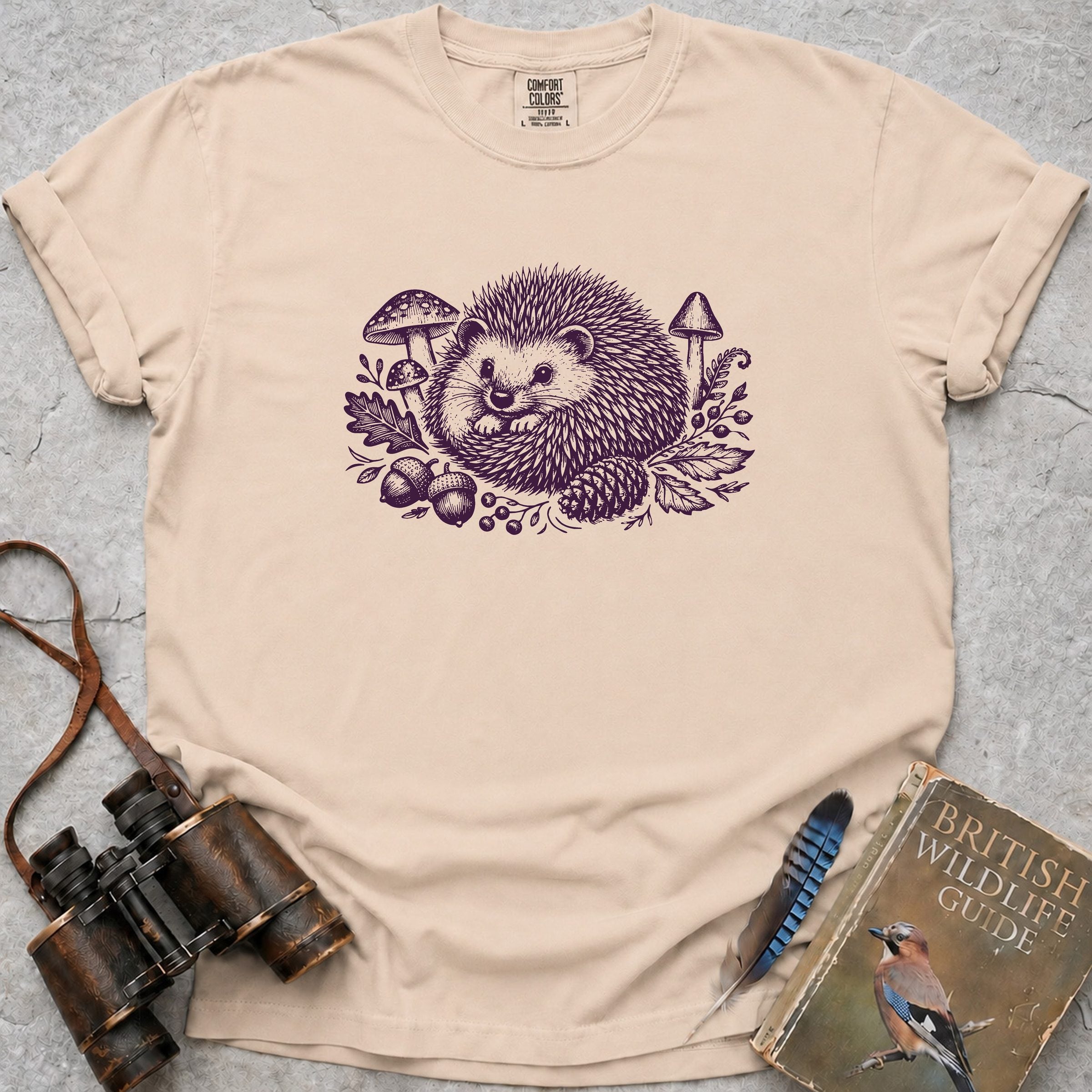 Vintage Woodland Hedgehog T-Shirt — ivory