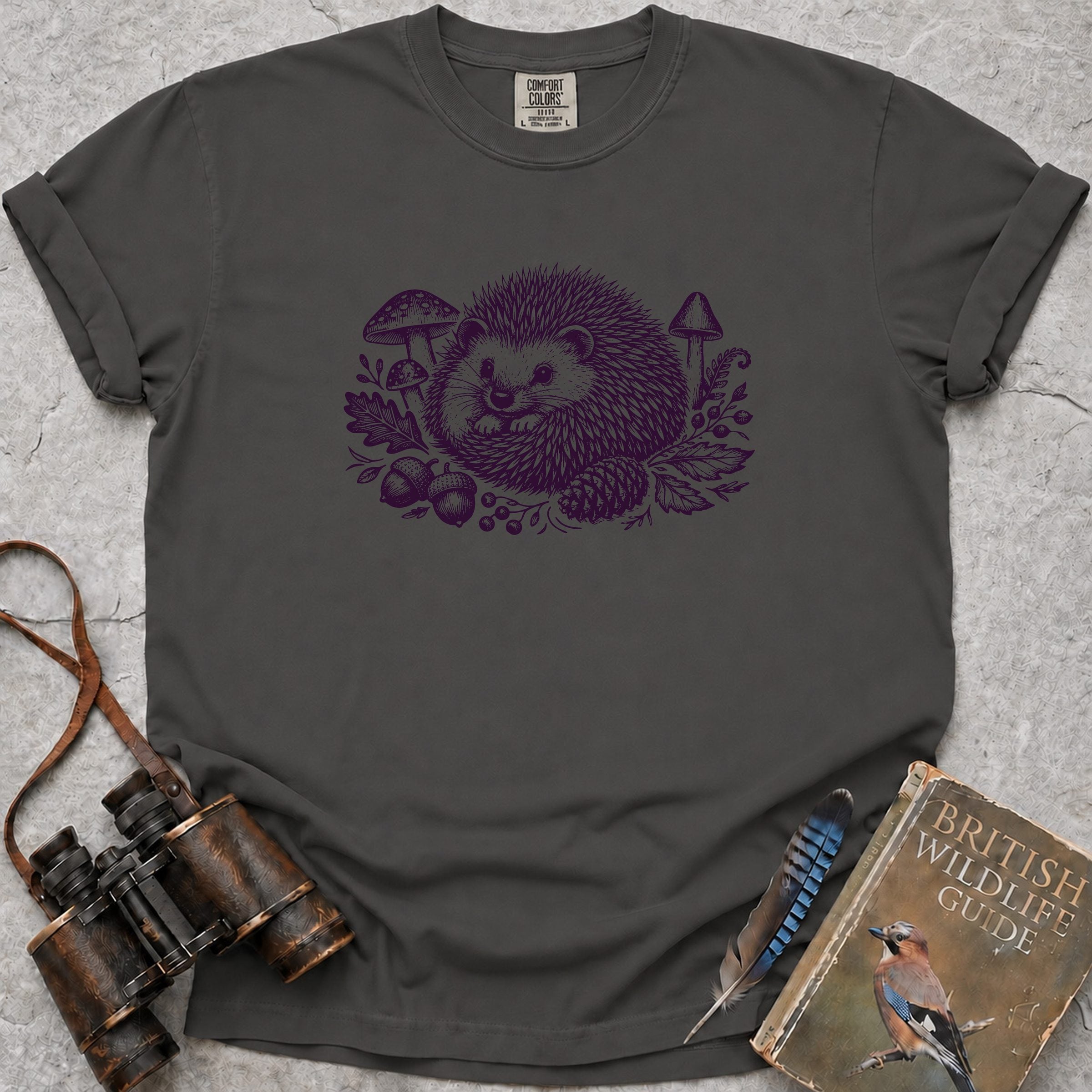 Vintage Woodland Hedgehog T-Shirt — pepper