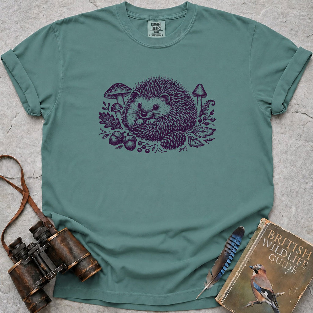 Vintage Woodland Hedgehog T-Shirt — seafoam