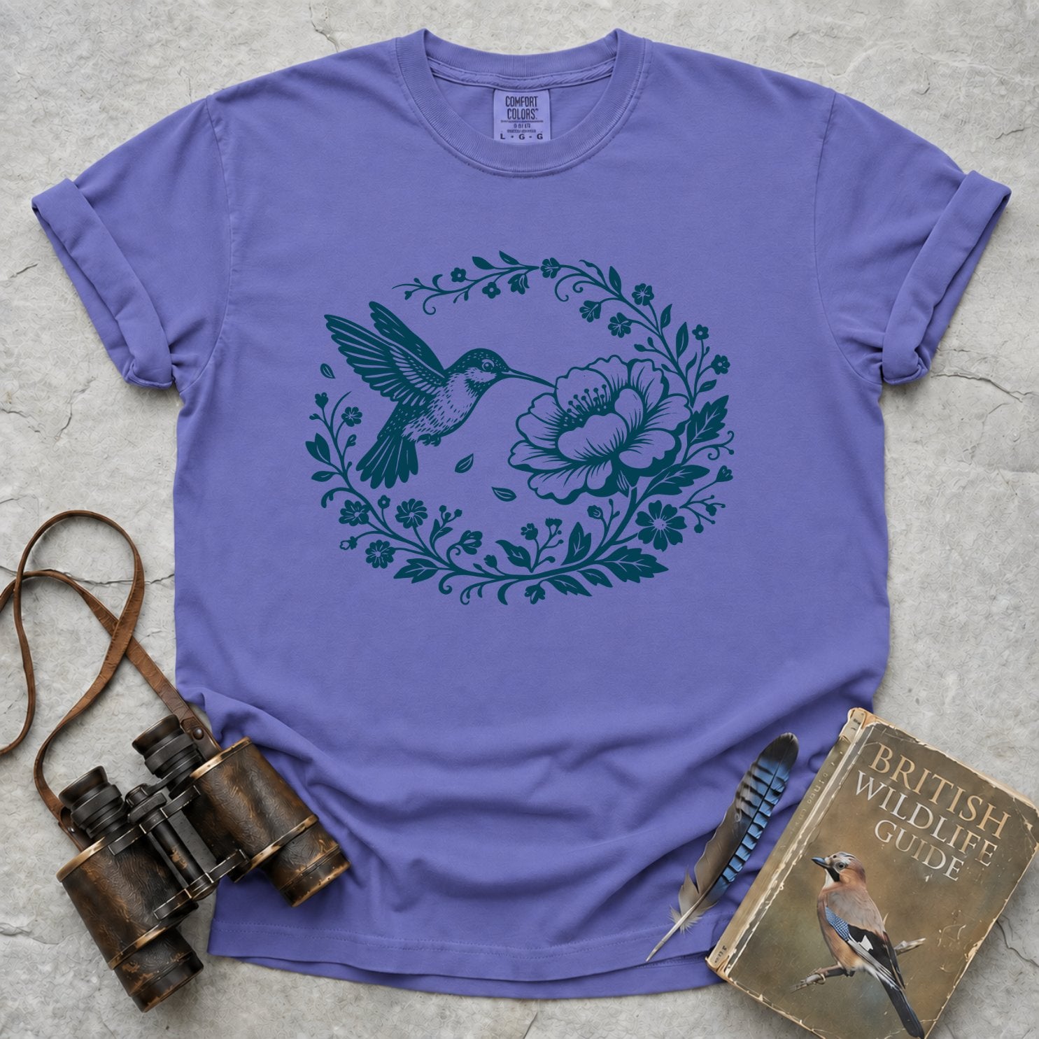 Floral Hummingbird Wreath T-Shirt