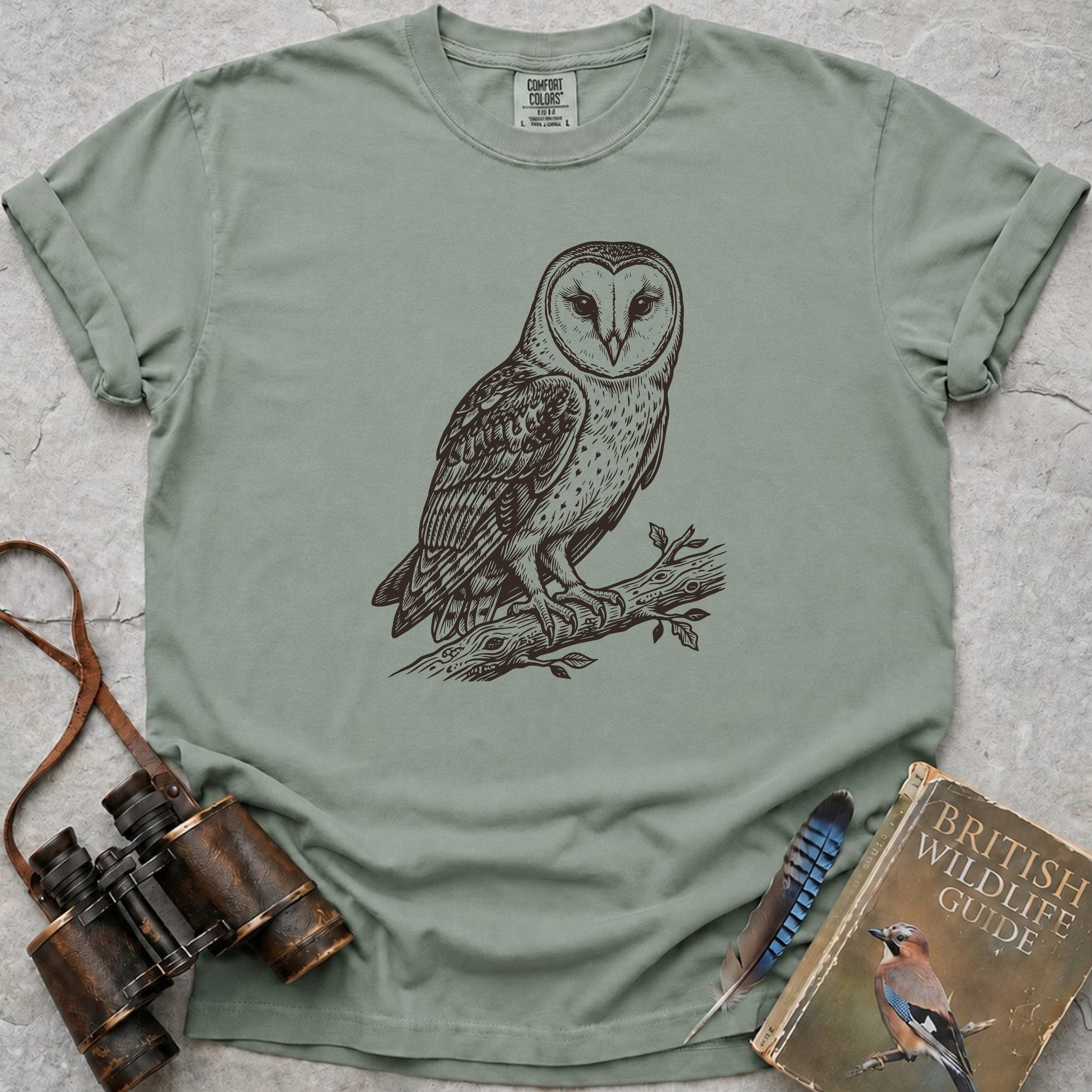 Watchful Barn Owl T-Shirt — bay