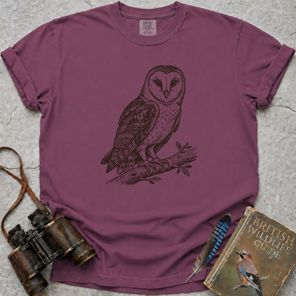 Watchful Barn Owl T-Shirt — berry