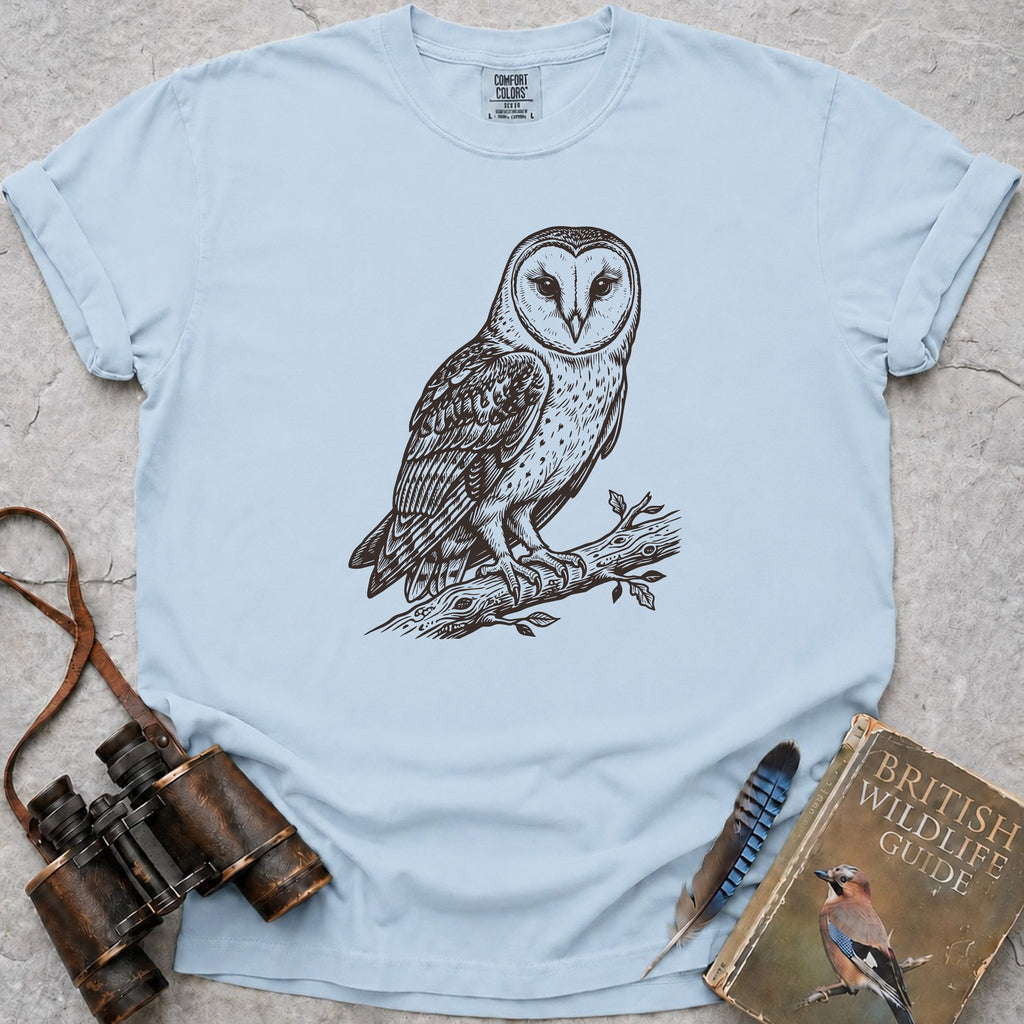 Watchful Barn Owl T-Shirt — chambray