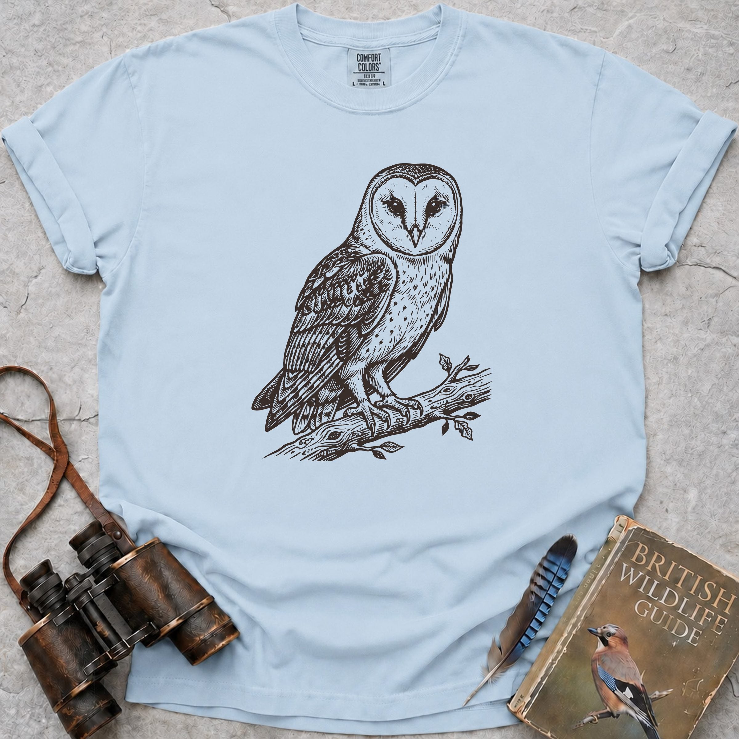 Watchful Barn Owl T-Shirt — chambray