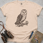 Watchful Barn Owl T-Shirt — ivory