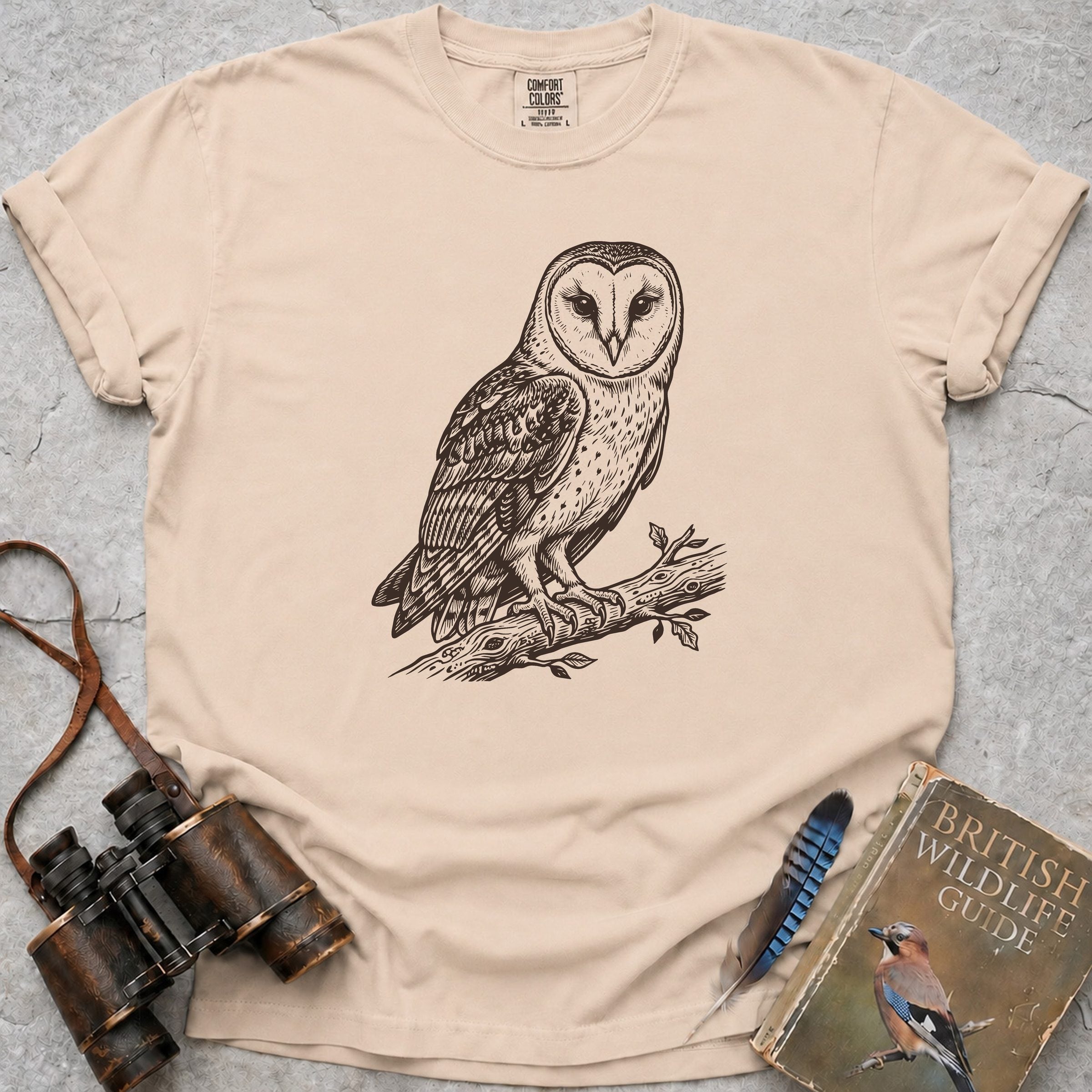 Watchful Barn Owl T-Shirt — ivory