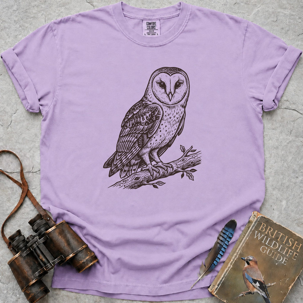 Watchful Barn Owl T-Shirt — orchid