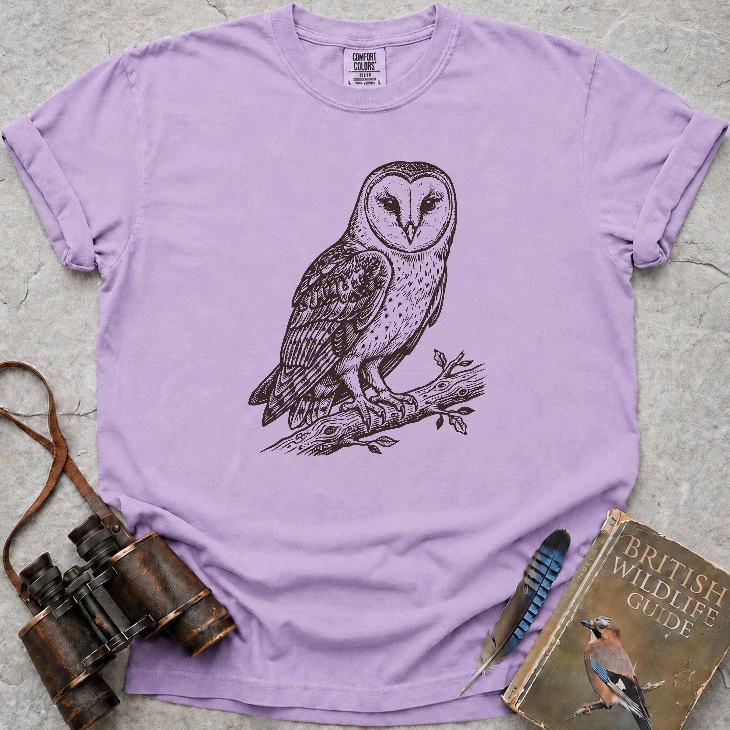 Watchful Barn Owl T-Shirt — orchid