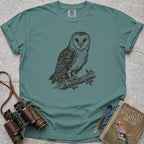 Watchful Barn Owl T-Shirt — seafoam
